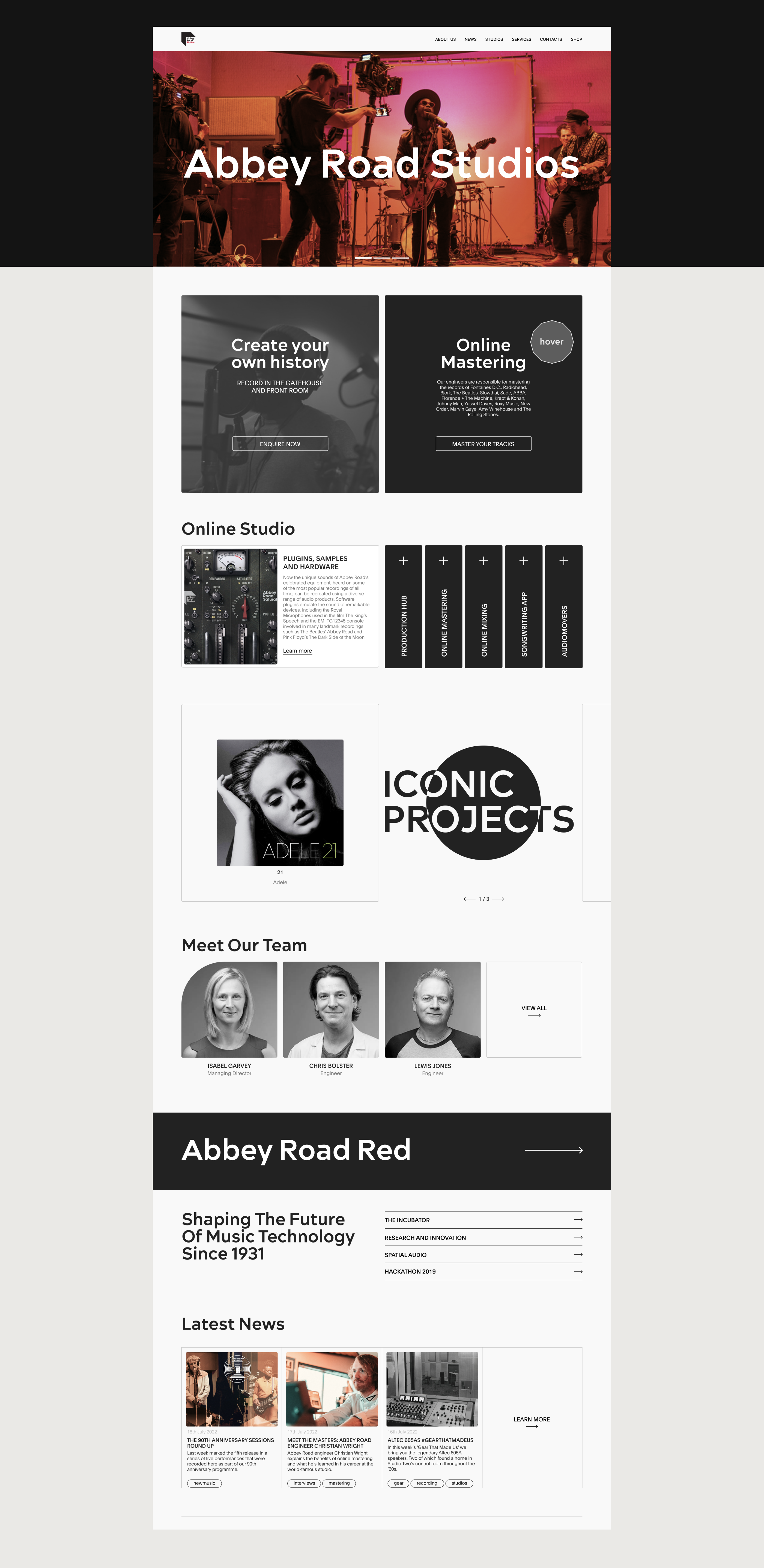 Редизайн сайта | Abbey Road Studios — Изображение №2 — Интерфейсы, Брендинг на Dprofile