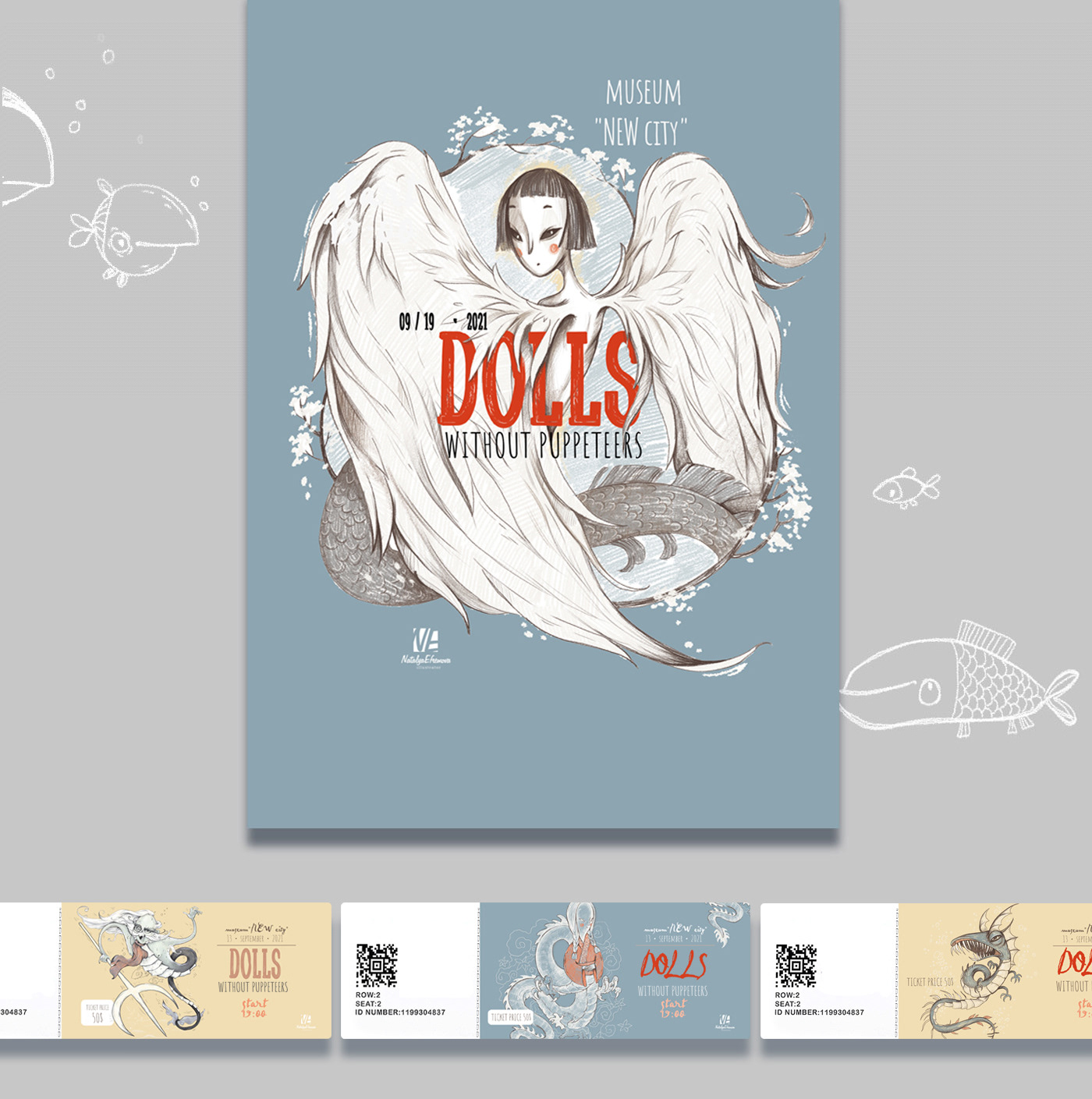 Dolls. Illustrations for poster design. — Изображение №3 — Иллюстрация, Графика на Dprofile