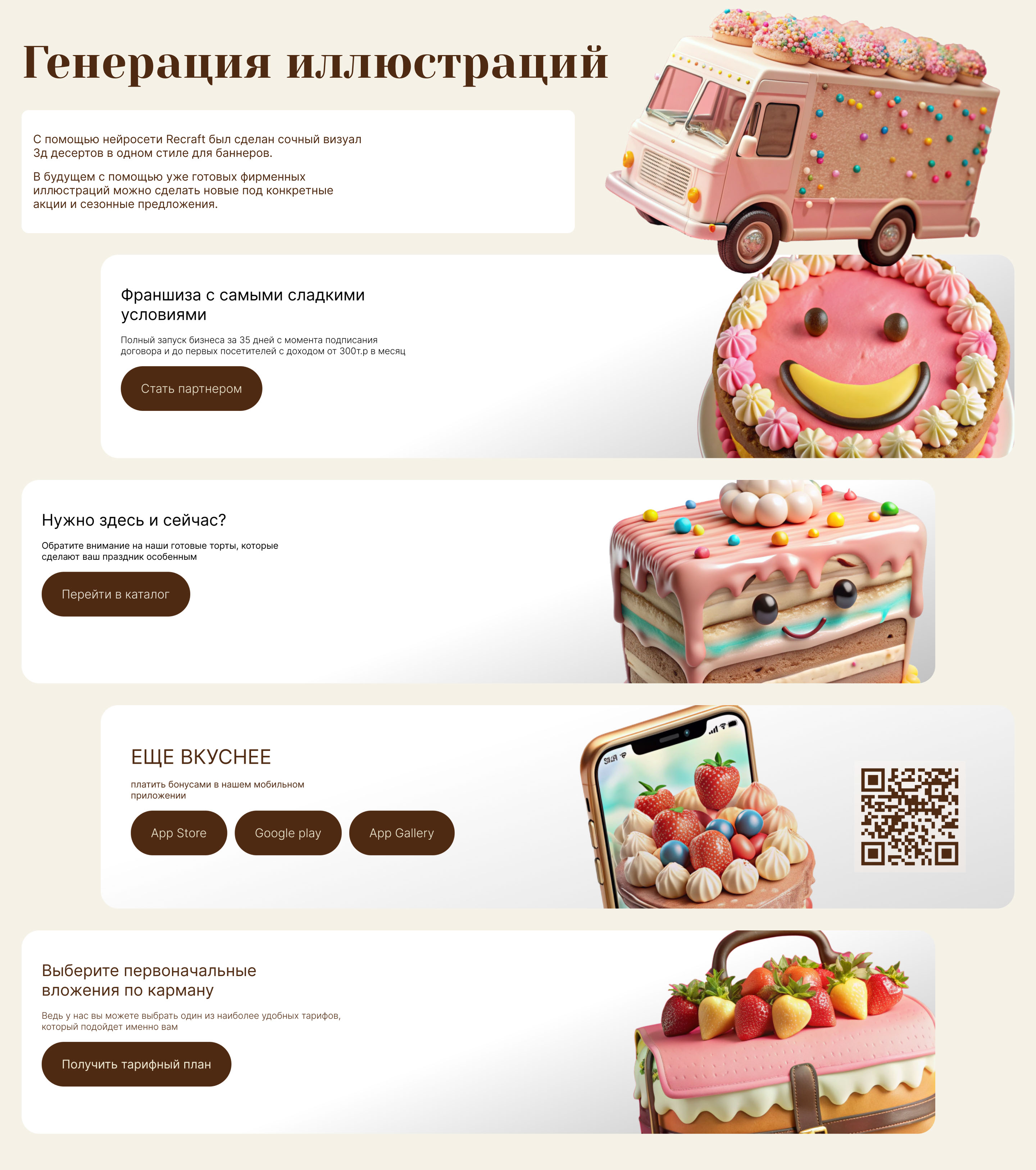 Дизайн сайта для кондитерской Sweet Creams — Изображение №4 — Интерфейсы, Брендинг на Dprofile