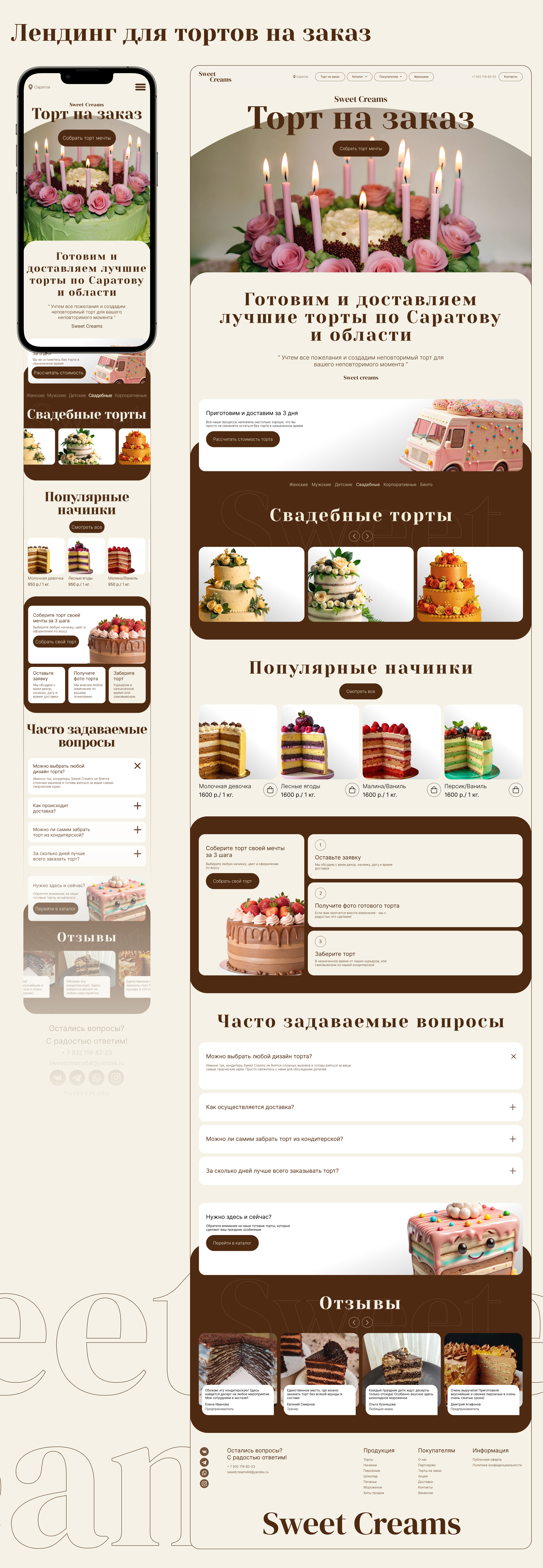 Дизайн сайта для кондитерской Sweet Creams — Изображение №6 — Интерфейсы, Брендинг на Dprofile