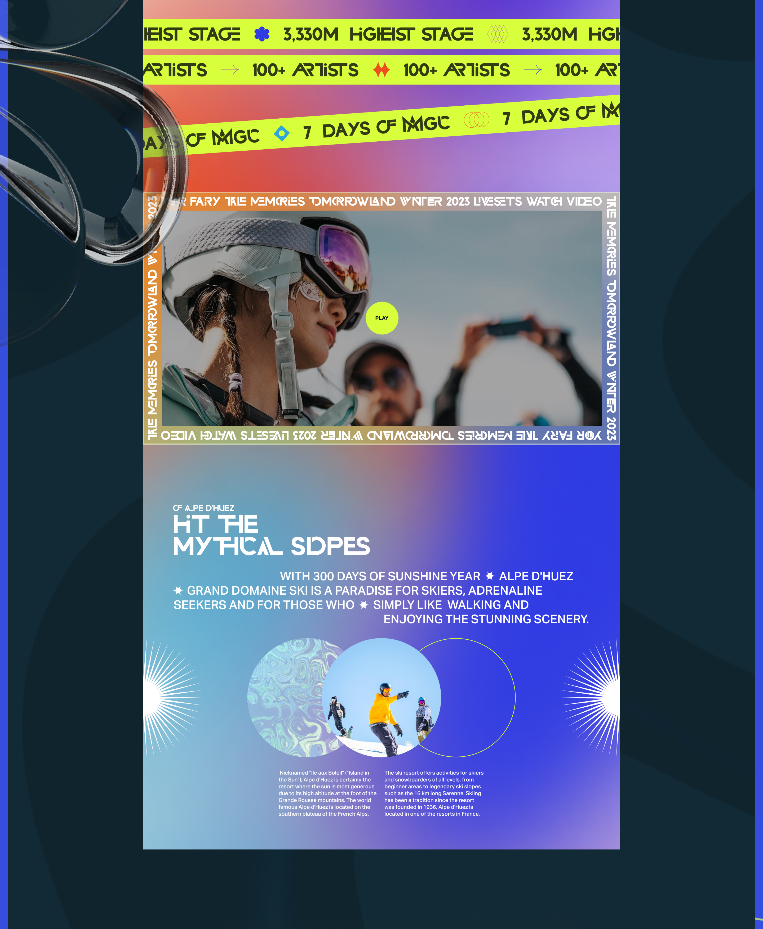 Re —design Landing page for Tomorrowland Winter — Изображение №4 — Интерфейсы, Графика на Dprofile