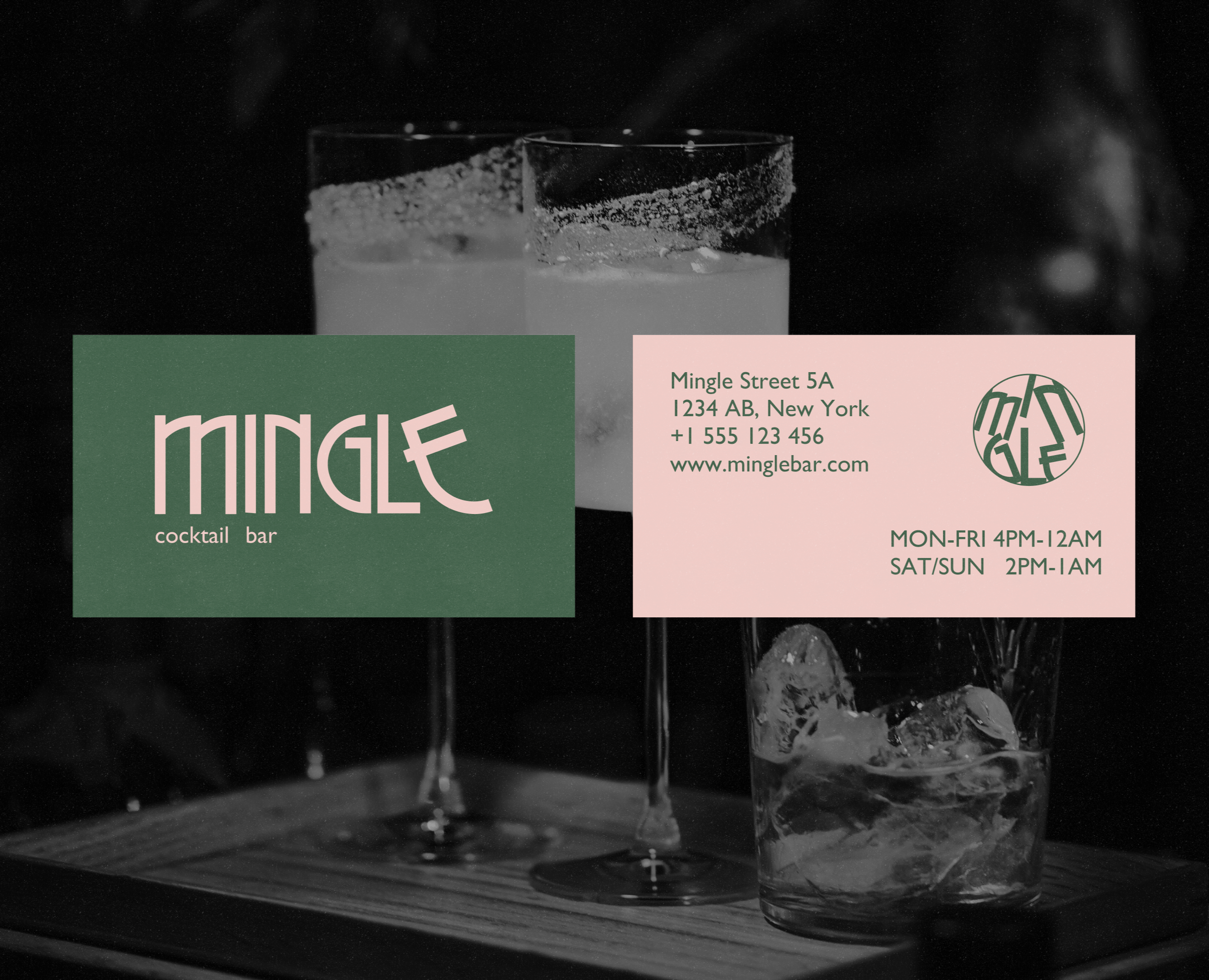 Mingle Cocktail Bar: Brand Identity & Menu Design — Брендинг, Графика на Dprofile