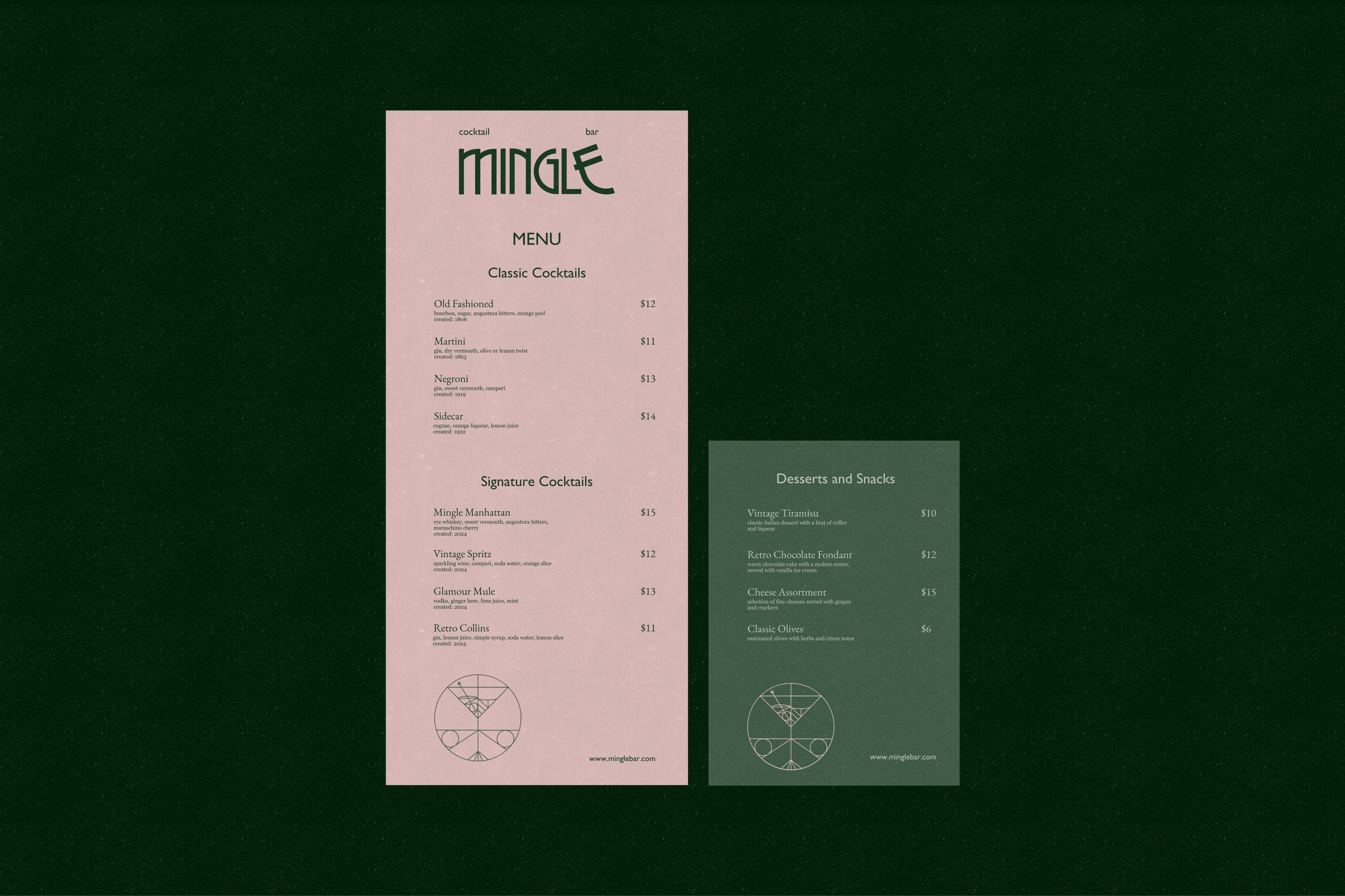Mingle Cocktail Bar: Brand Identity & Menu Design — Изображение №4 — Брендинг, Графика на Dprofile
