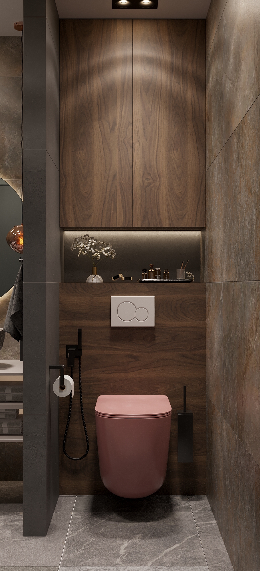 Темный санузел с розовым акцентом — Изображение №2 — 3D на Dprofile