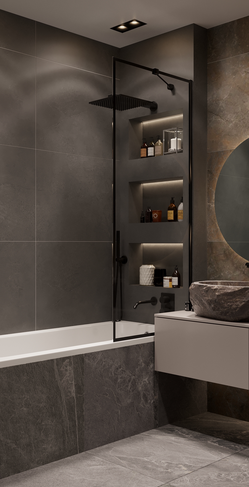 Темный санузел с розовым акцентом — Изображение №3 — 3D на Dprofile