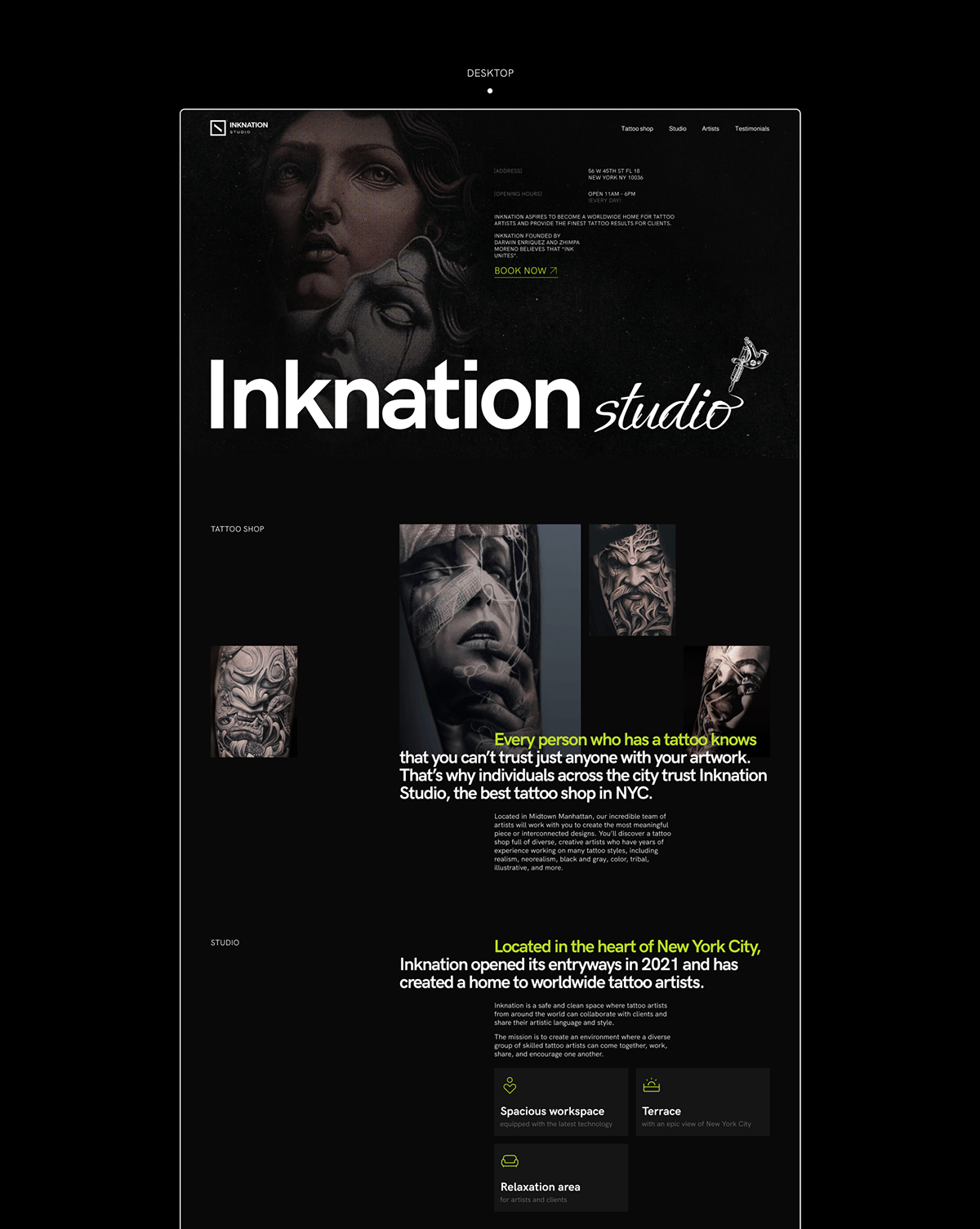 Inknation studio | Concept landing page — Изображение №2 — Интерфейсы, Анимация на Dprofile