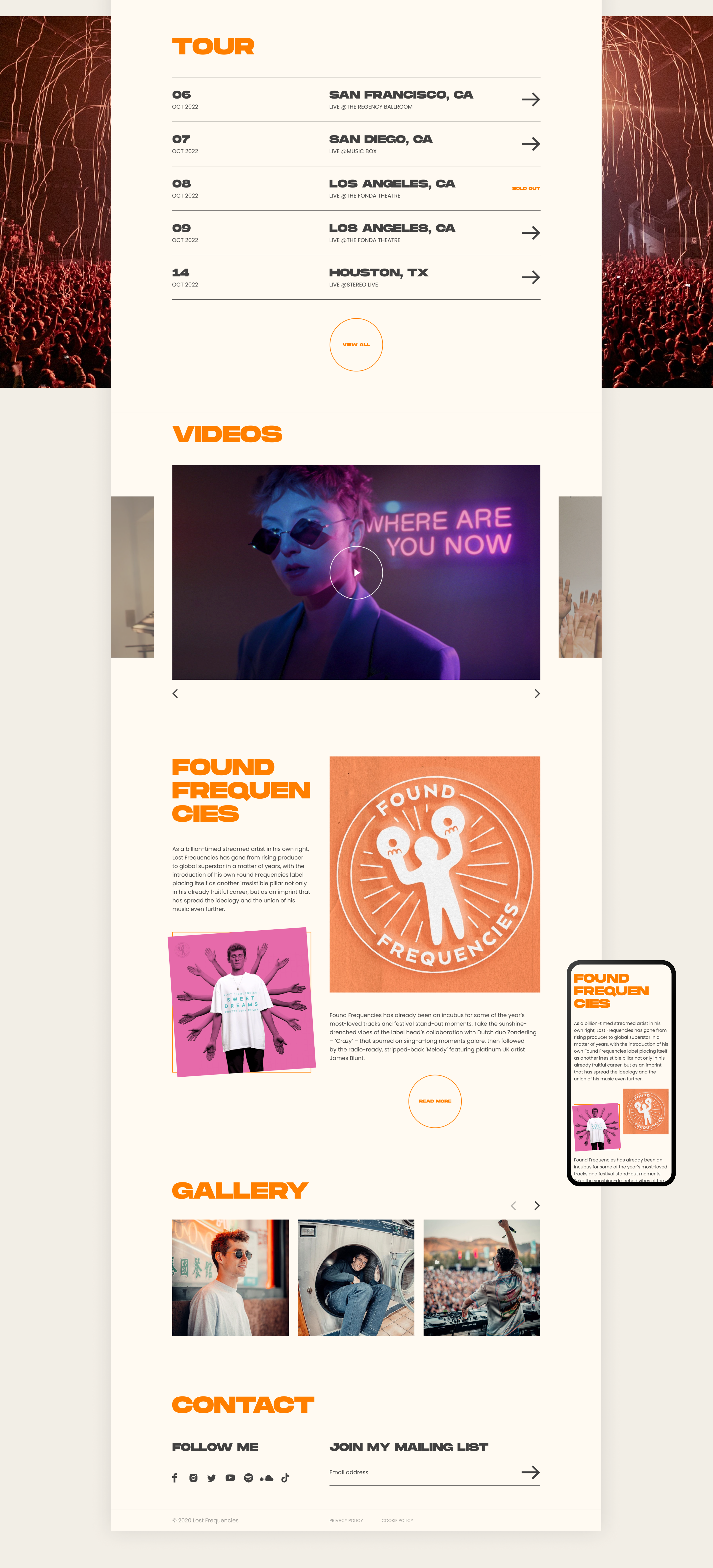Lost Frequencies | Website Design Concept — Изображение №3 — Интерфейсы на Dprofile