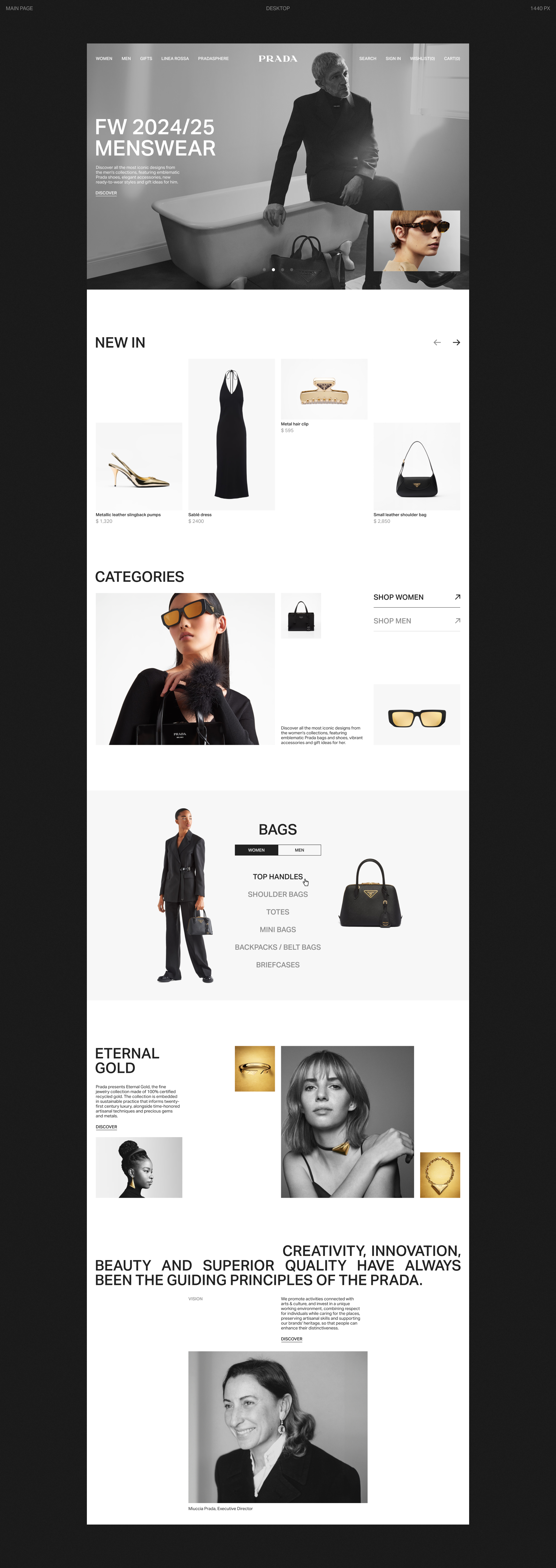 PRADA | E-COMMERCE REDESIGN — Изображение №3 — Интерфейсы на Dprofile