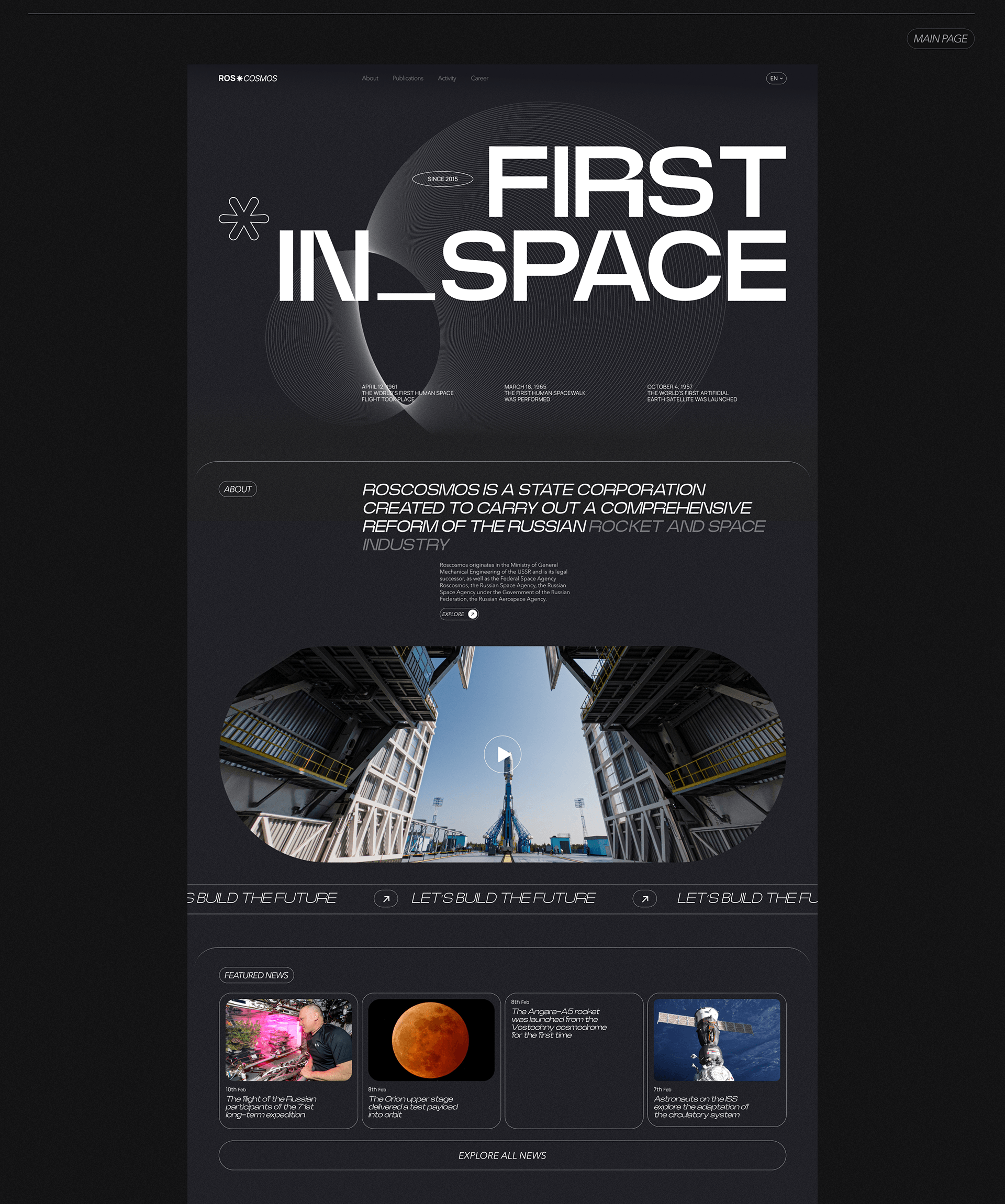 Redesign concept corporate site for Space Agency — Изображение №2 — Интерфейсы на Dprofile