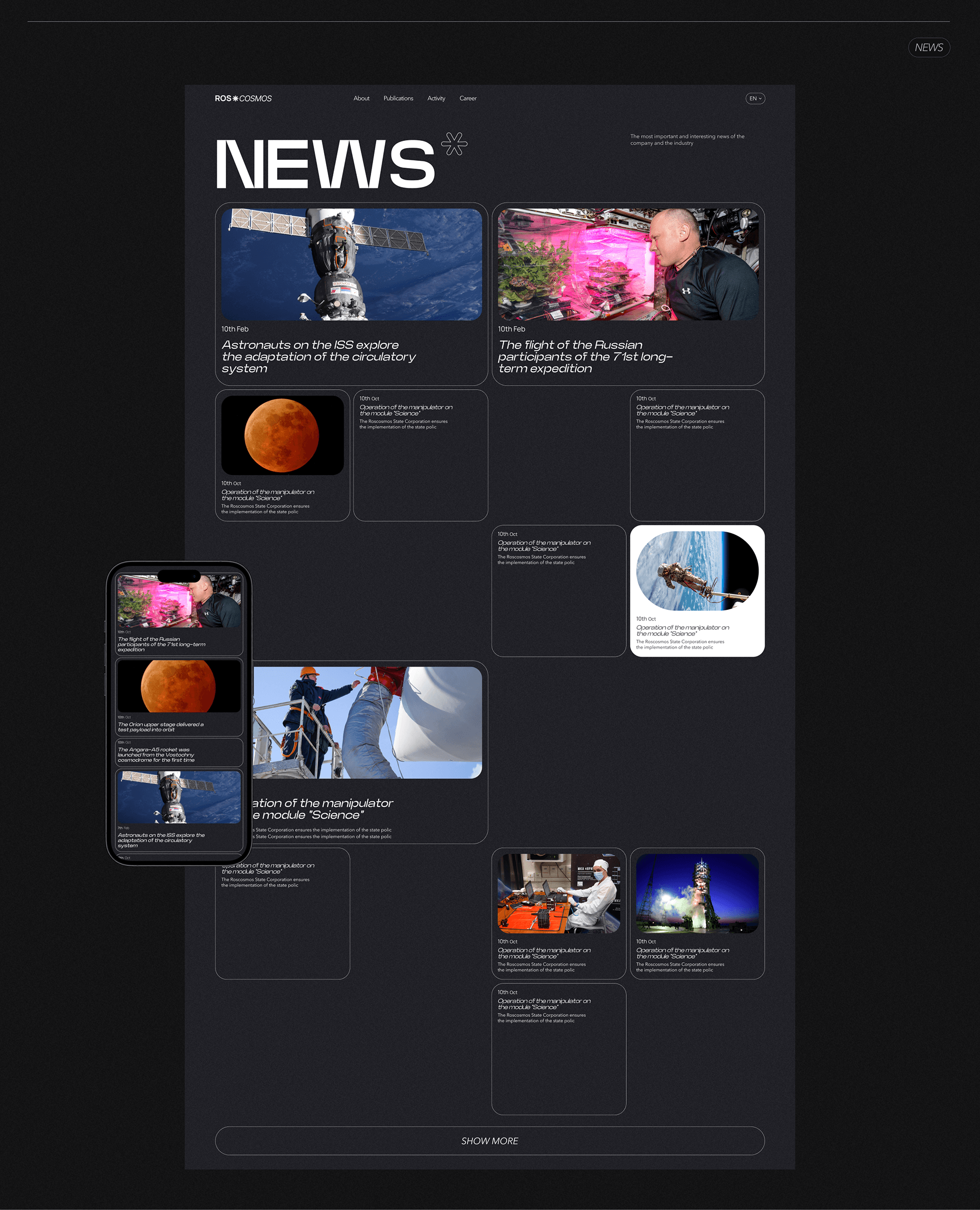 Redesign concept corporate site for Space Agency — Изображение №7 — Интерфейсы на Dprofile