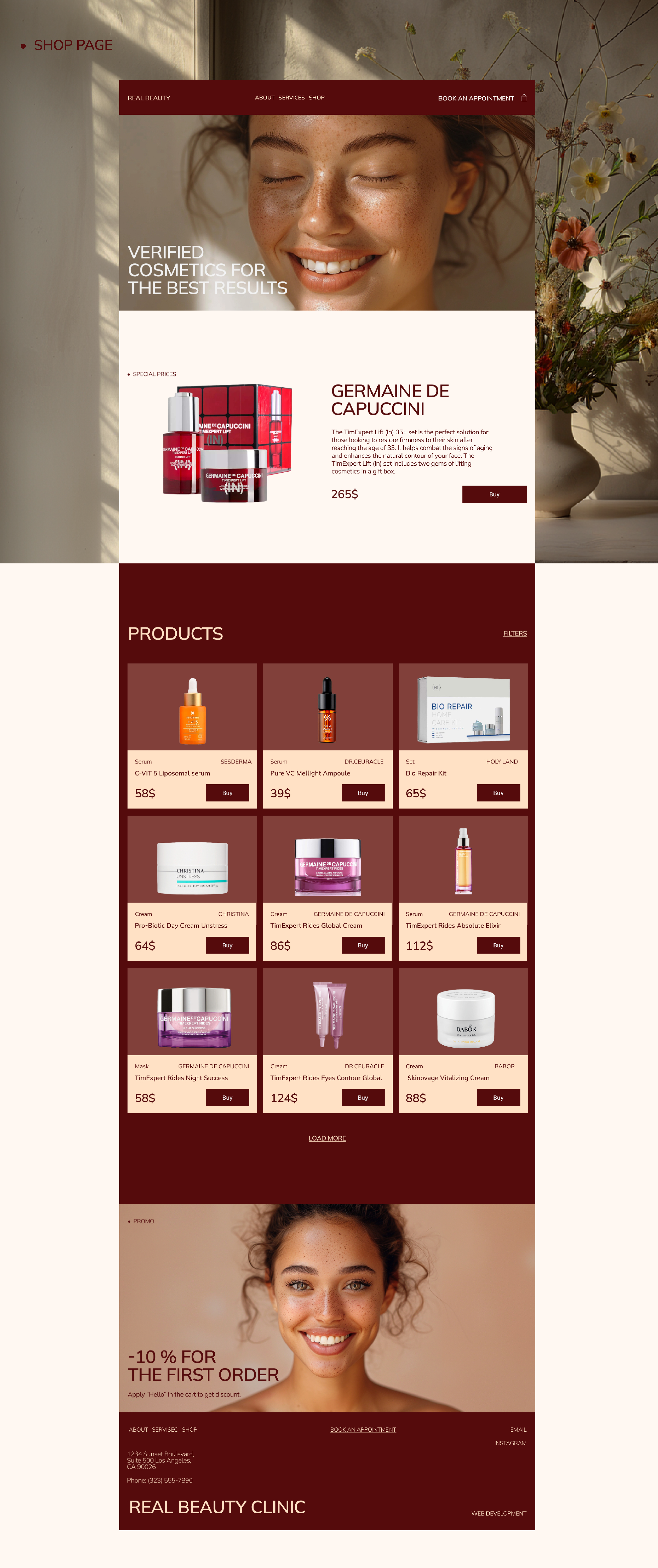 Beauty clinic | Website design and development — Изображение №4 — Интерфейсы, Анимация на Dprofile