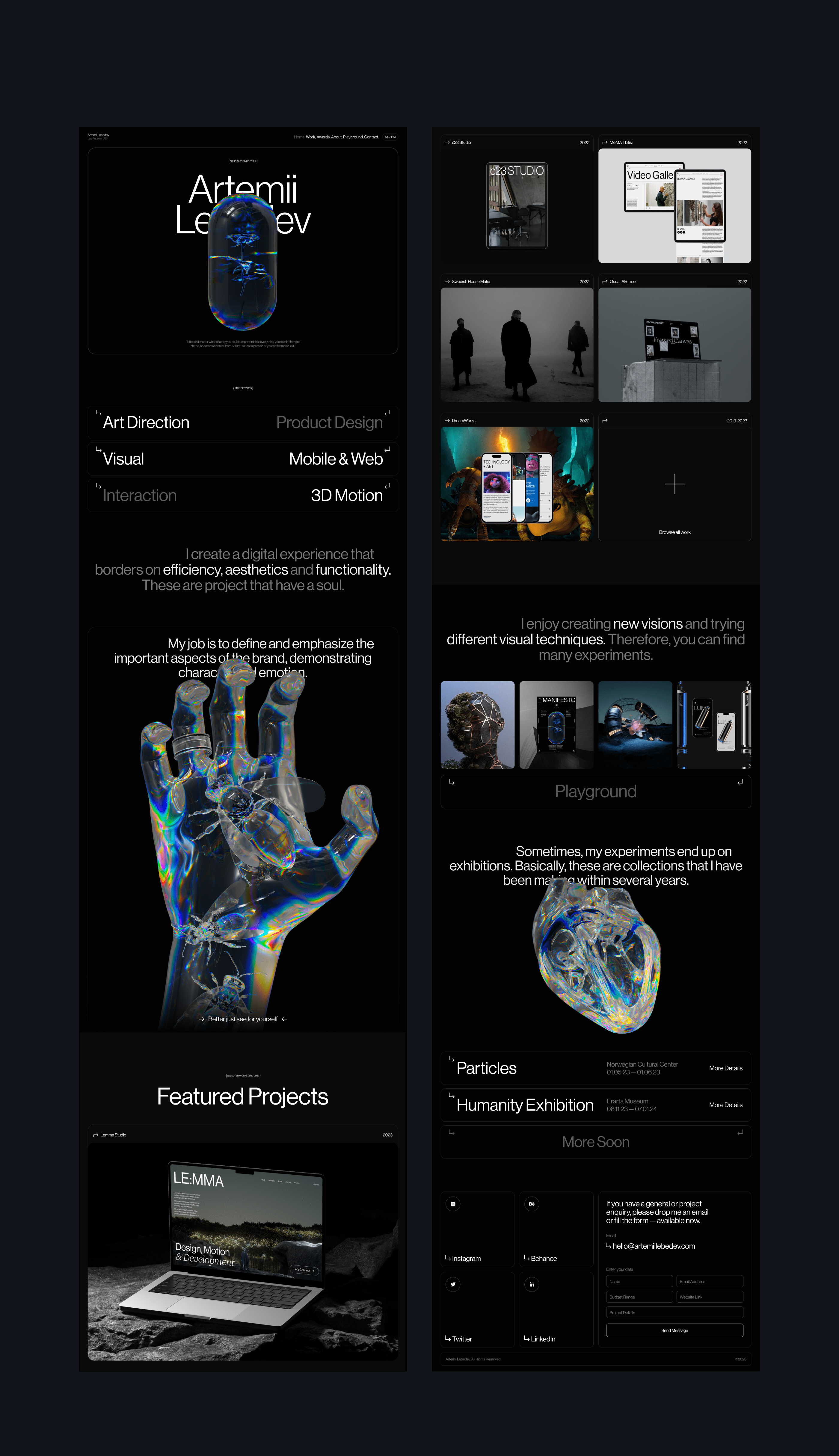 Artemii Lebedev, Personal Portfolio 2023 — Изображение №4 — Интерфейсы, Анимация на Dprofile