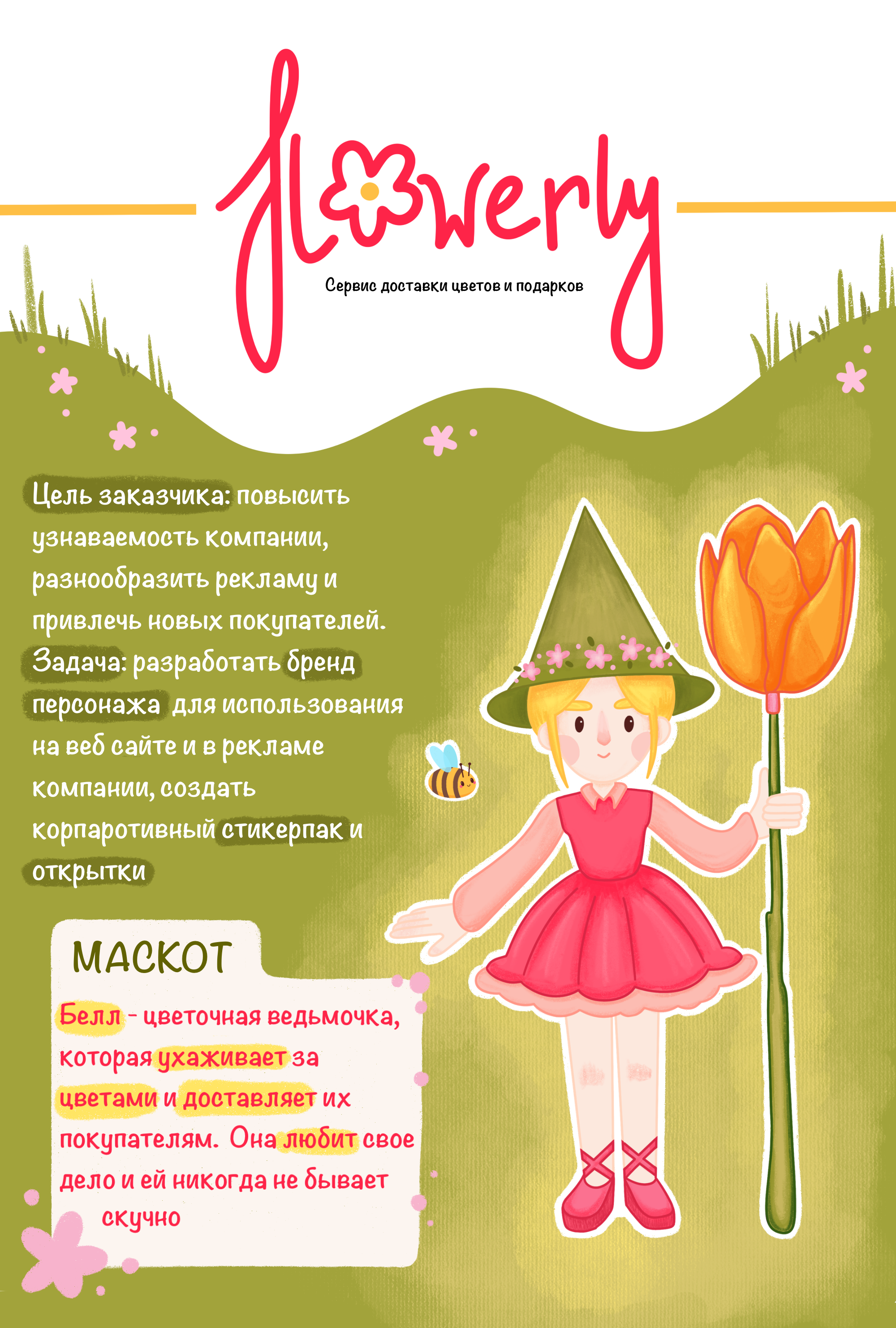 Бренд персонаж, маскот для сервиса доставки цветов. — Изображение №1 — Иллюстрация на Dprofile