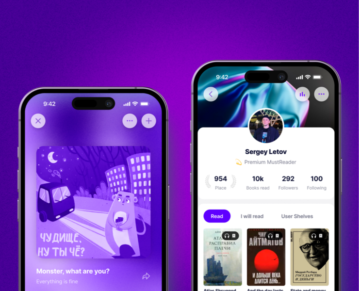MustRead - Books and podcasts mobile app — Интерфейсы на Dprofile