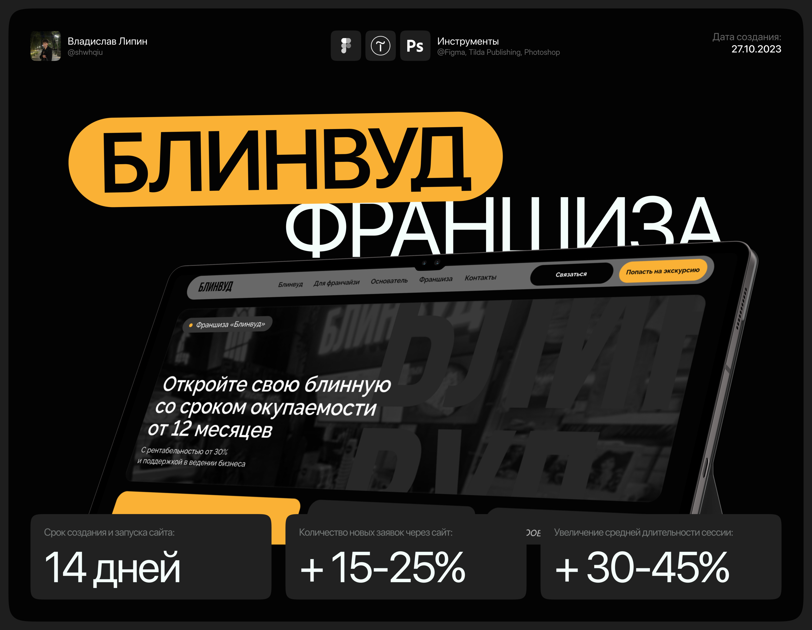 Лендинг для франшизы сети «БЛИНВУД» — Изображение №1 — Интерфейсы на Dprofile