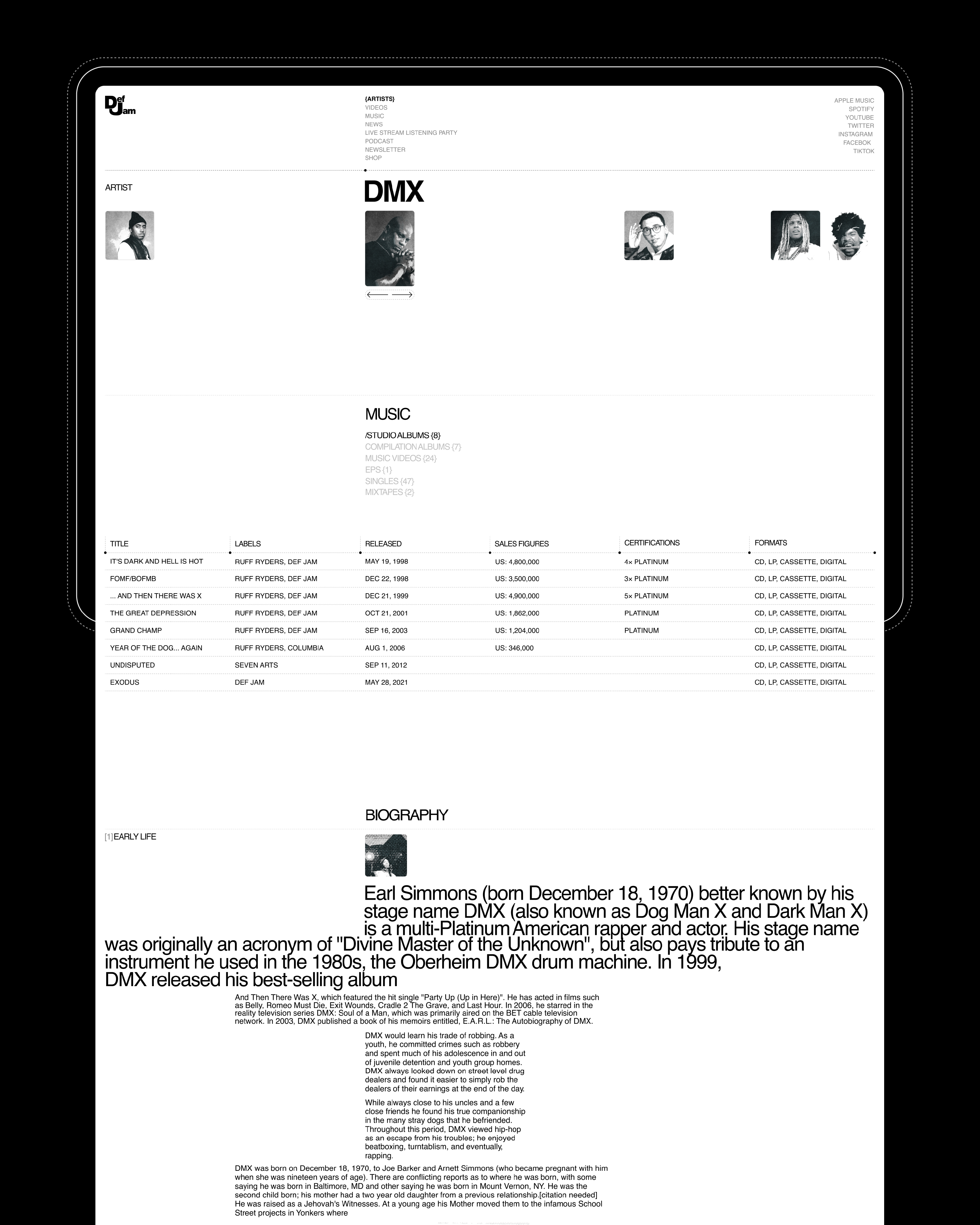 DEF JAM | Music Label Web Site & Branding — Изображение №6 — Интерфейсы, Брендинг на Dprofile