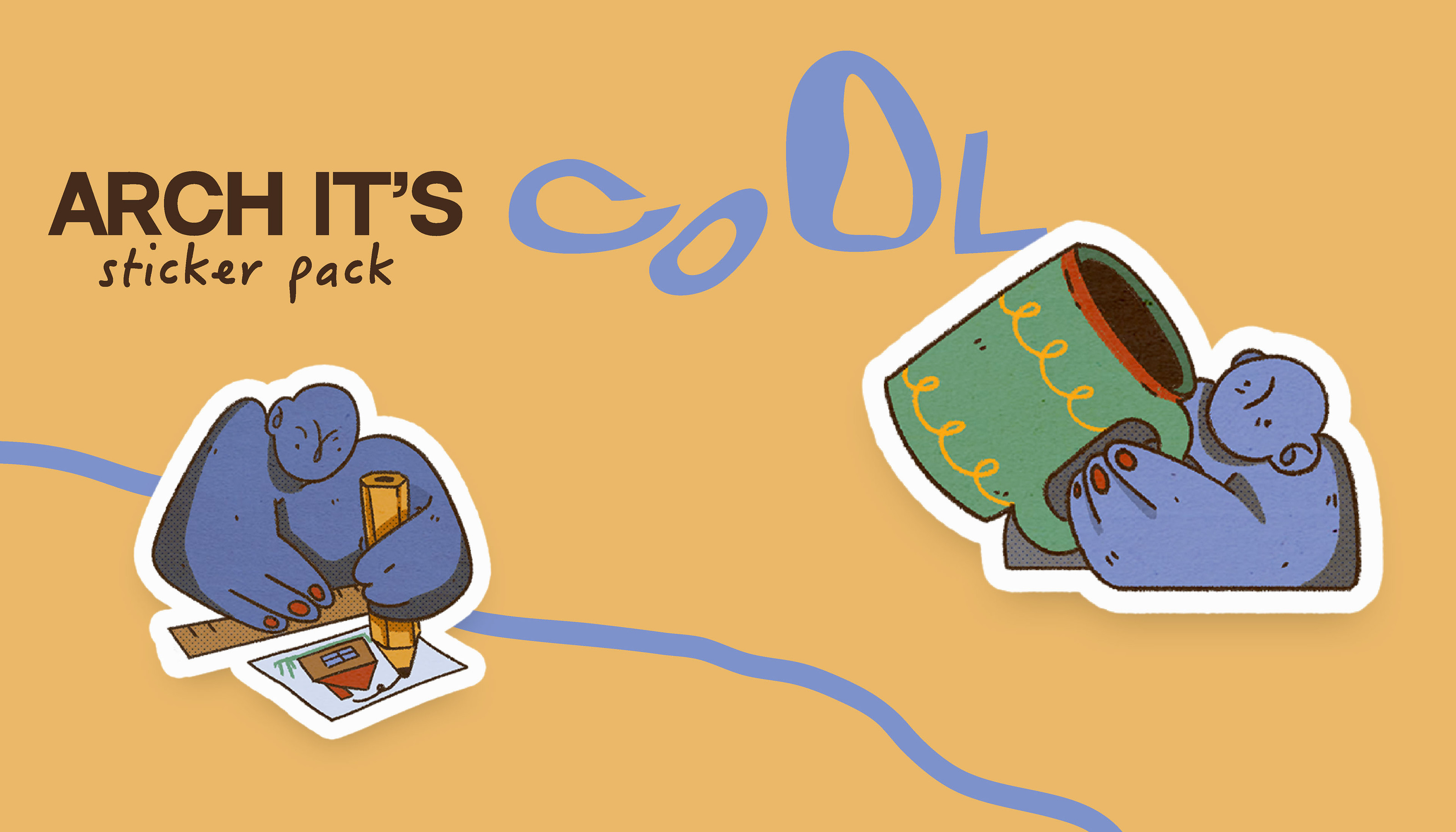 ARCH IT'S COOL STICKER PACK — Изображение №1 — Иллюстрация, Графика на Dprofile