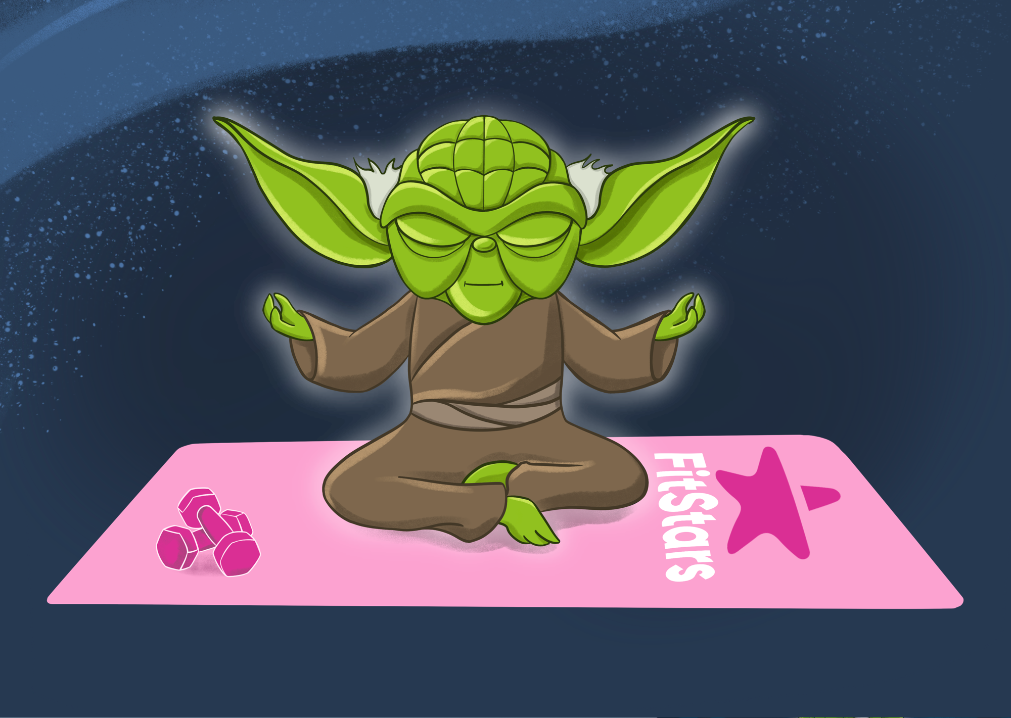 Рекламная иллюстрация Yoda for FitStars — Изображение №5 — Брендинг, Иллюстрация на Dprofile