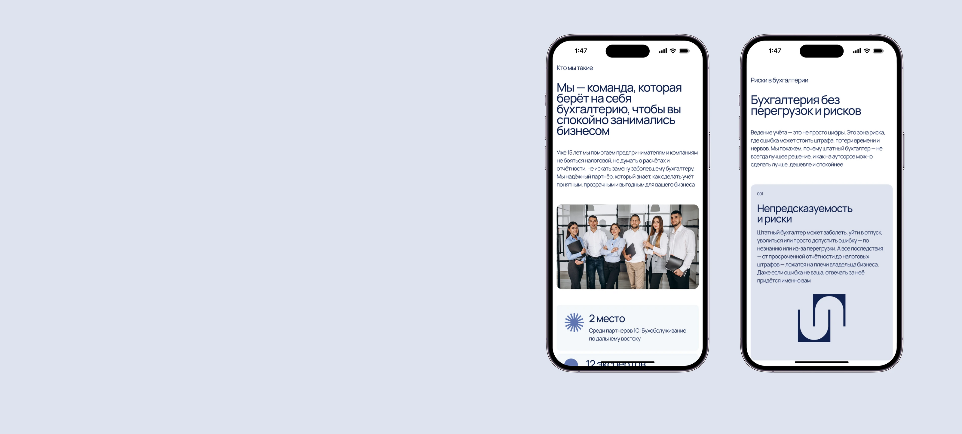 Landing Гора с плеч Бухгалтерское сопровождение — Изображение №3 — Интерфейсы на Dprofile