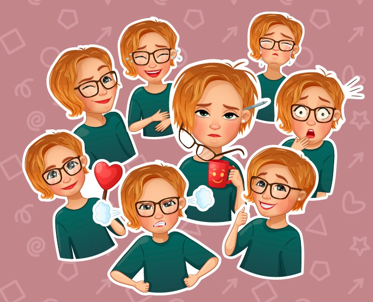 Персональный стикерпак для мессенджеров и печати — Иллюстрация на Dprofile