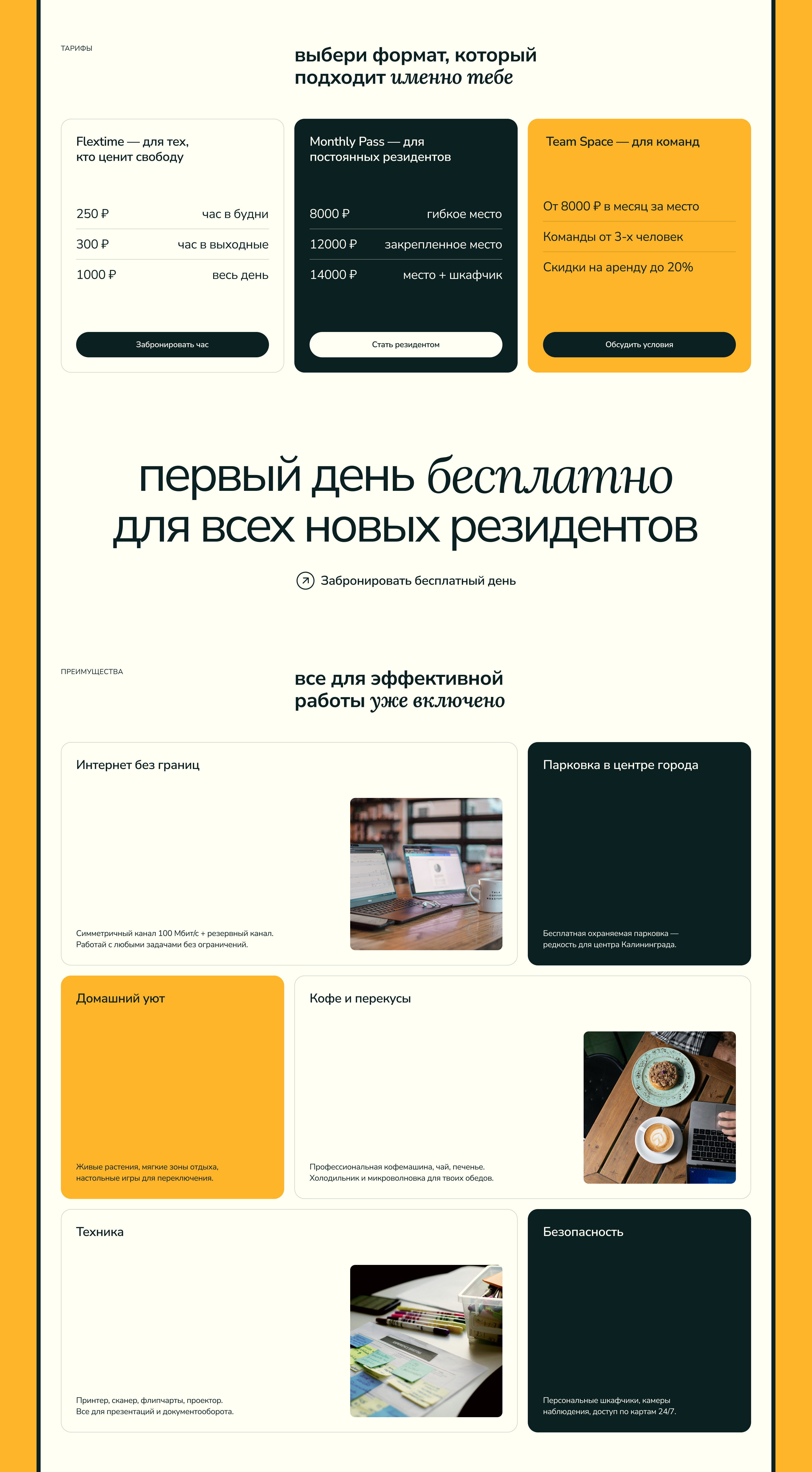 Янтарь Lab | Лендинг для коворкинга — Изображение №7 — Интерфейсы на Dprofile