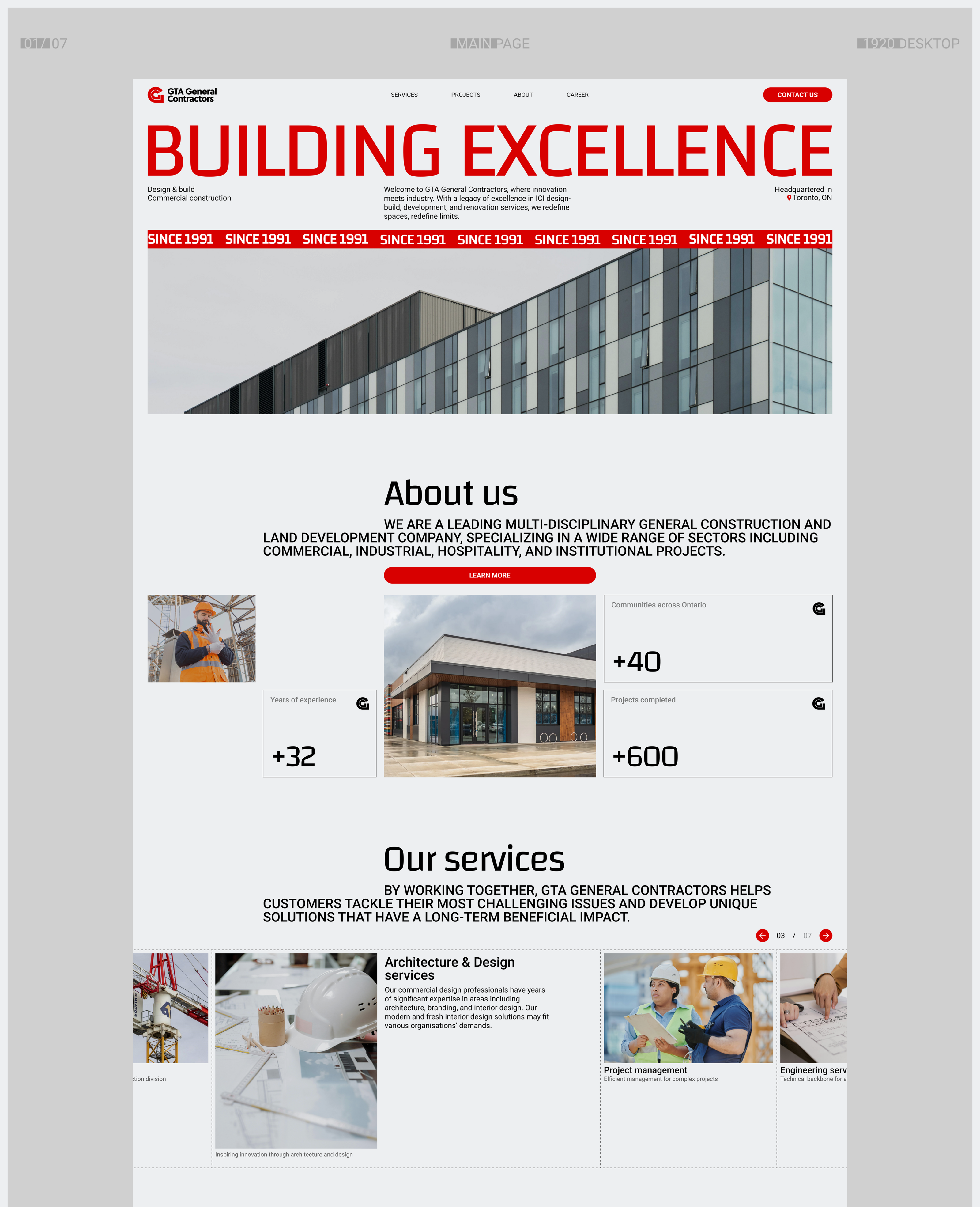 GTA General Contractors | Corporate website | Redesign — Изображение №3 — Интерфейсы на Dprofile