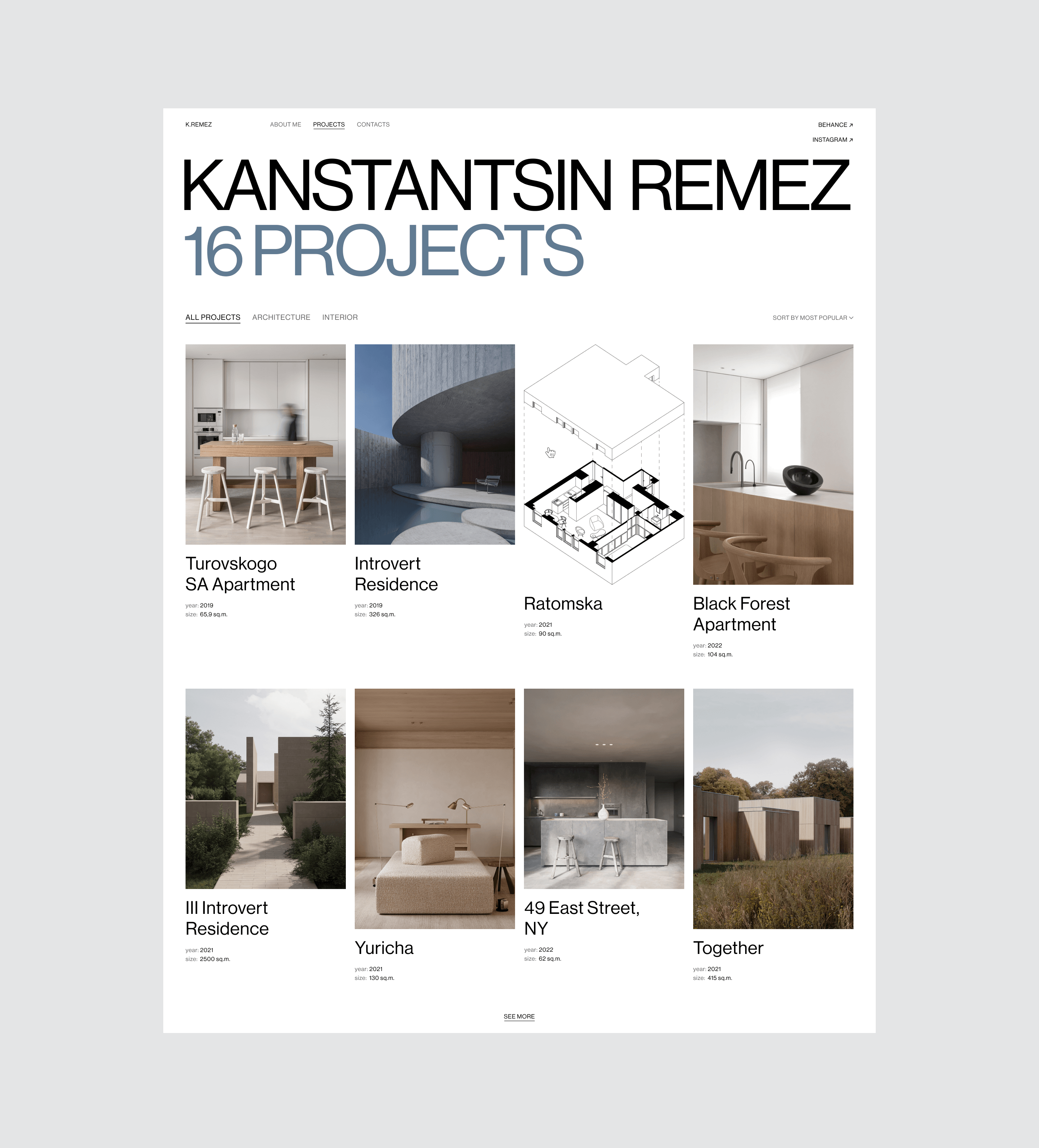 Architect Website | For K.Remez — Изображение №6 — Интерфейсы на Dprofile