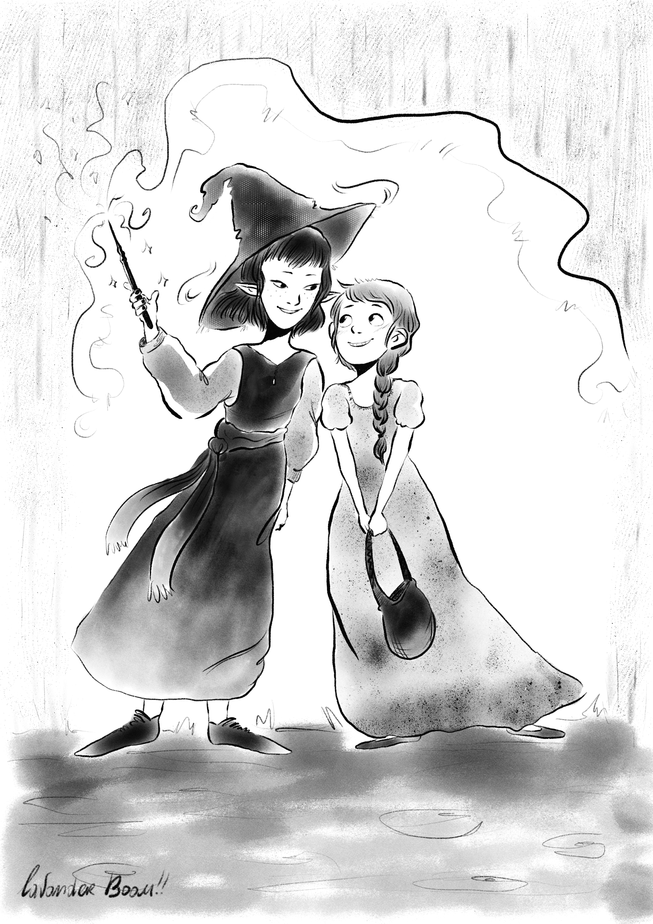 Зарисовка "Встреча под дождём" — Изображение №1 — Иллюстрация на Dprofile