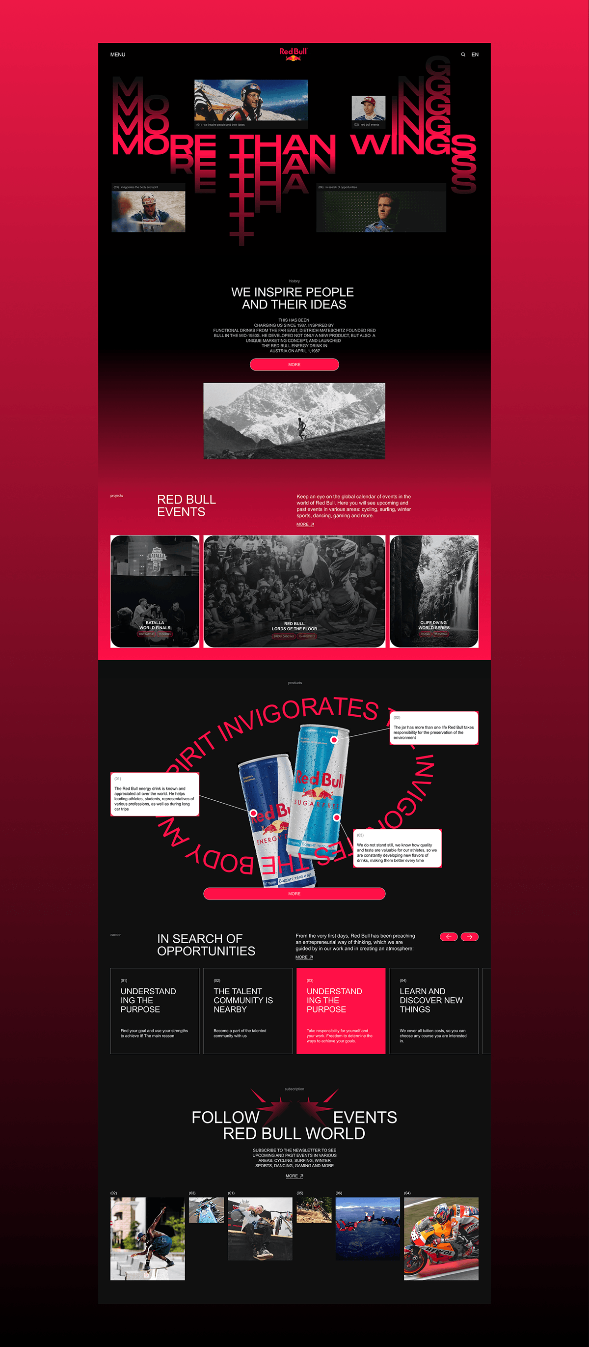 Red Bull |Редизайн корпоративного сайта — Изображение №3 — Интерфейсы, Брендинг на Dprofile