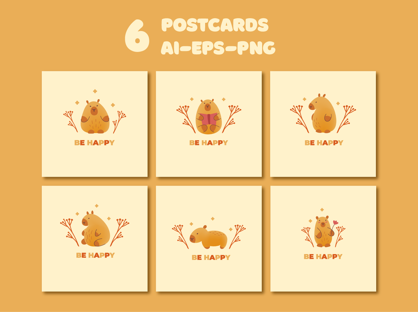 Cute capybaras clipart — Изображение №6 — Иллюстрация, Графика на Dprofile