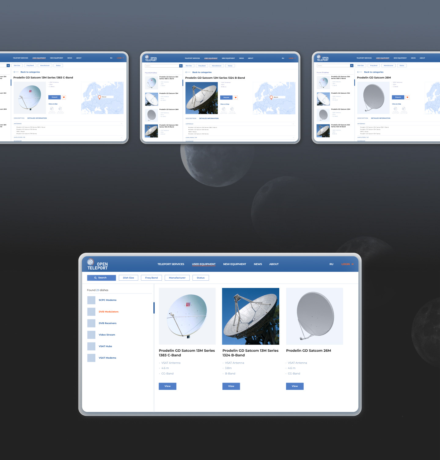 Open Teleport // Website for satellite equipment market — Изображение №6 — Интерфейсы на Dprofile