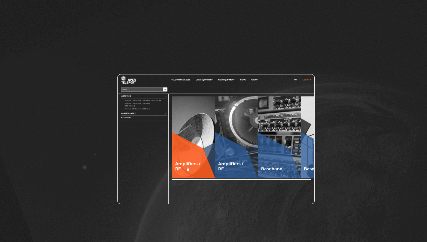 Open Teleport // Website for satellite equipment market — Изображение №1 — Интерфейсы на Dprofile