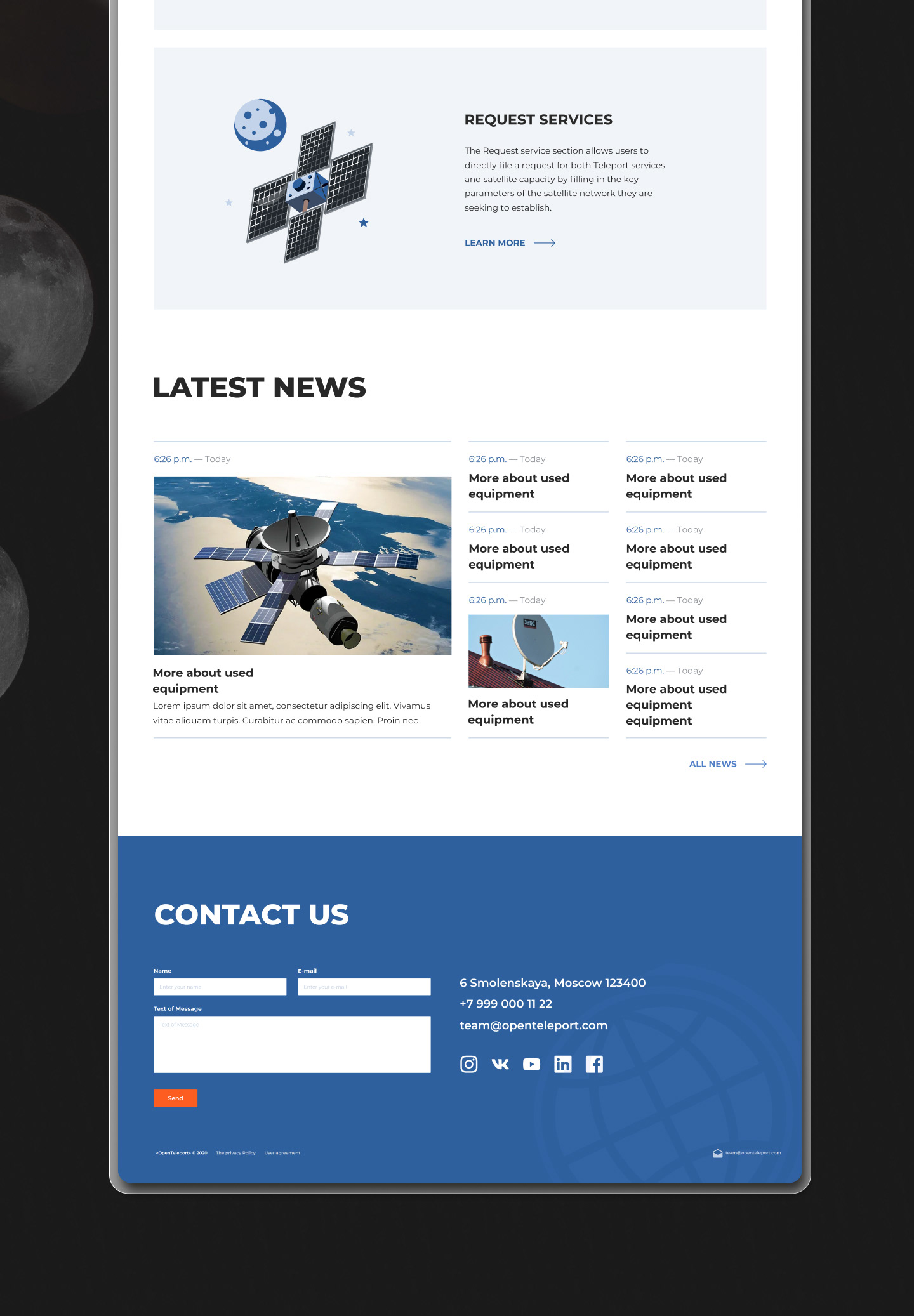 Open Teleport // Website for satellite equipment market — Изображение №3 — Интерфейсы на Dprofile