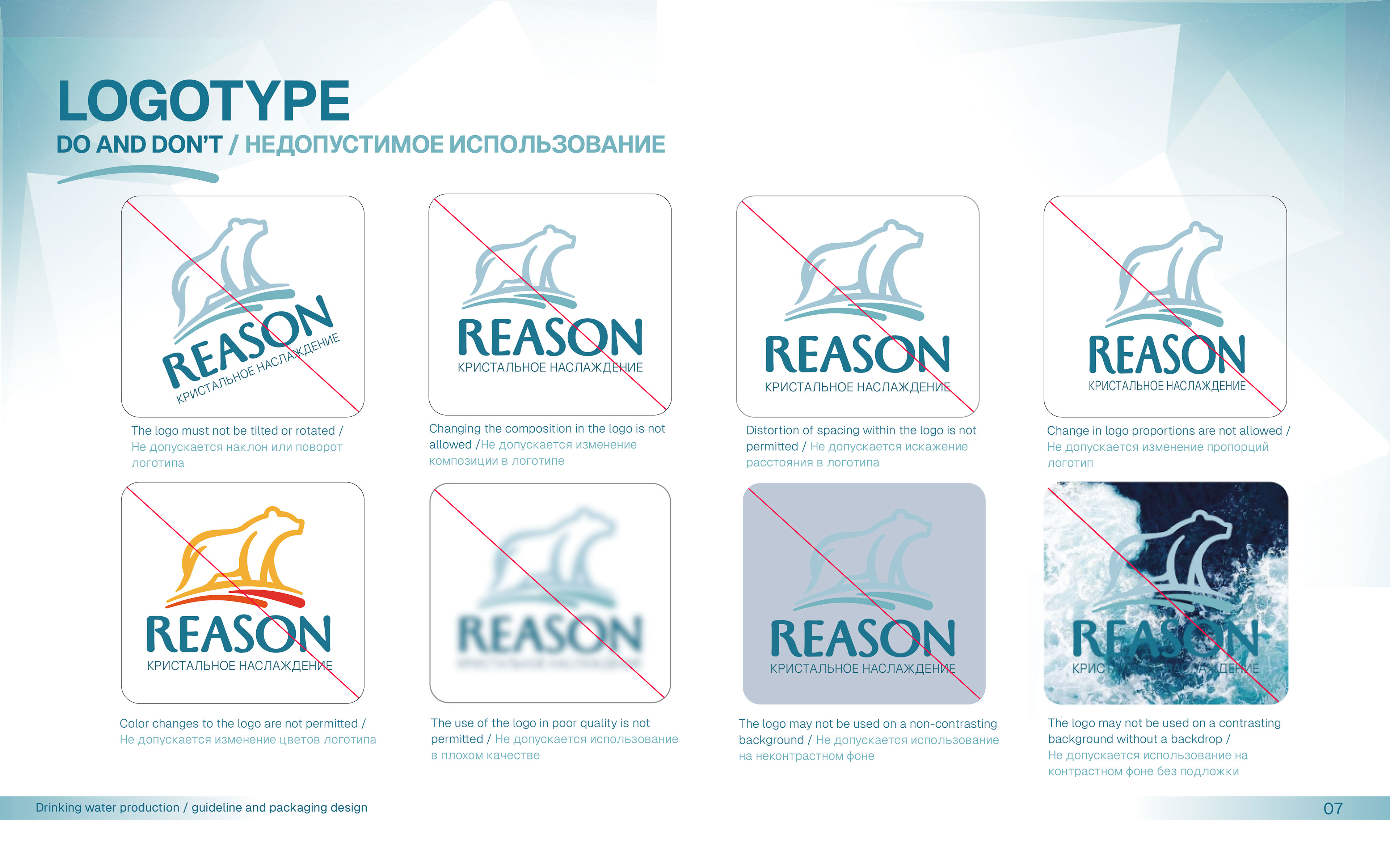 Логотип | Фирменный стиль | Гайдлайн | Бренд питьевой воды — Изображение №8 — Брендинг на Dprofile