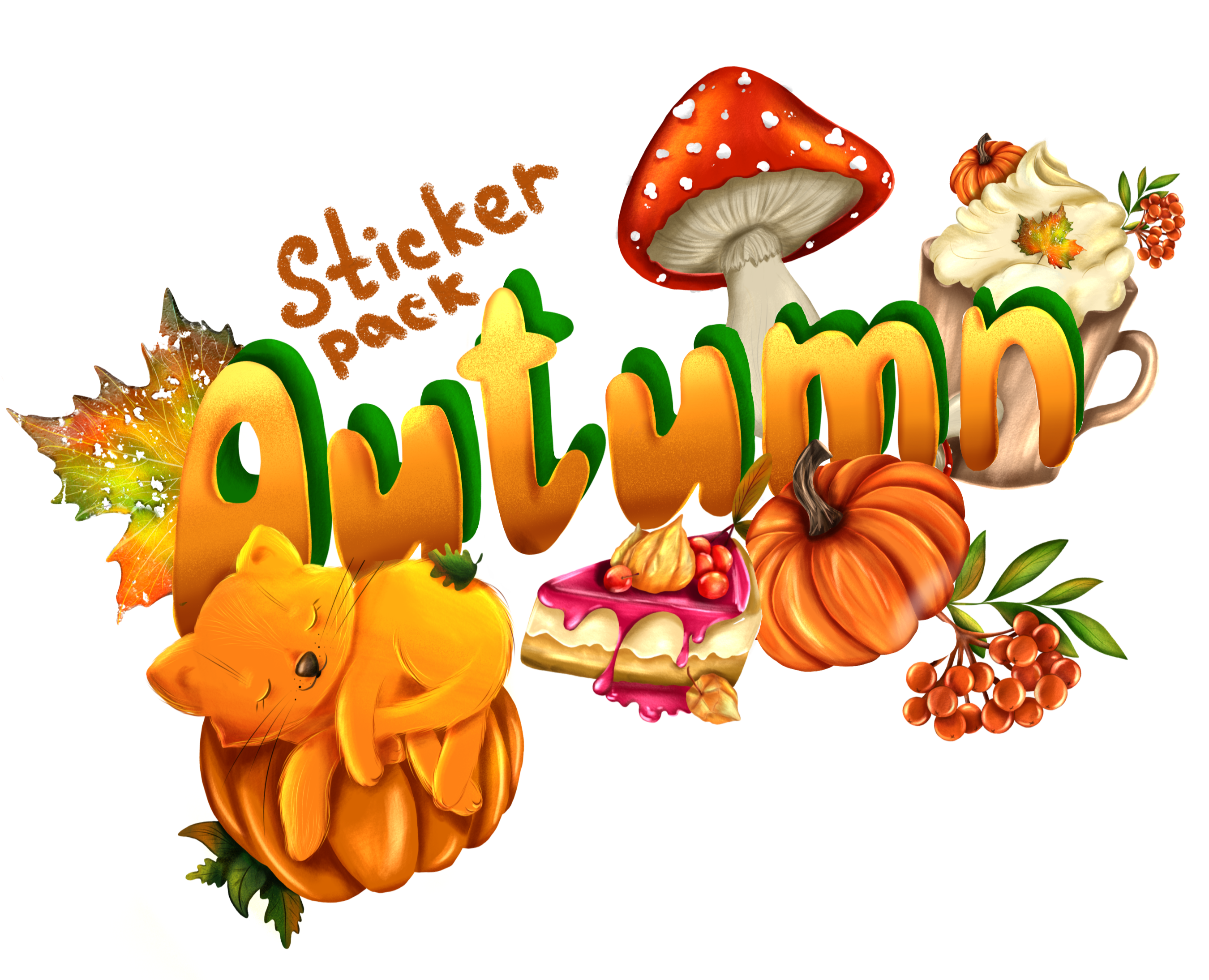 Autumn Sticker Pack — Иллюстрация, Графика на Dprofile