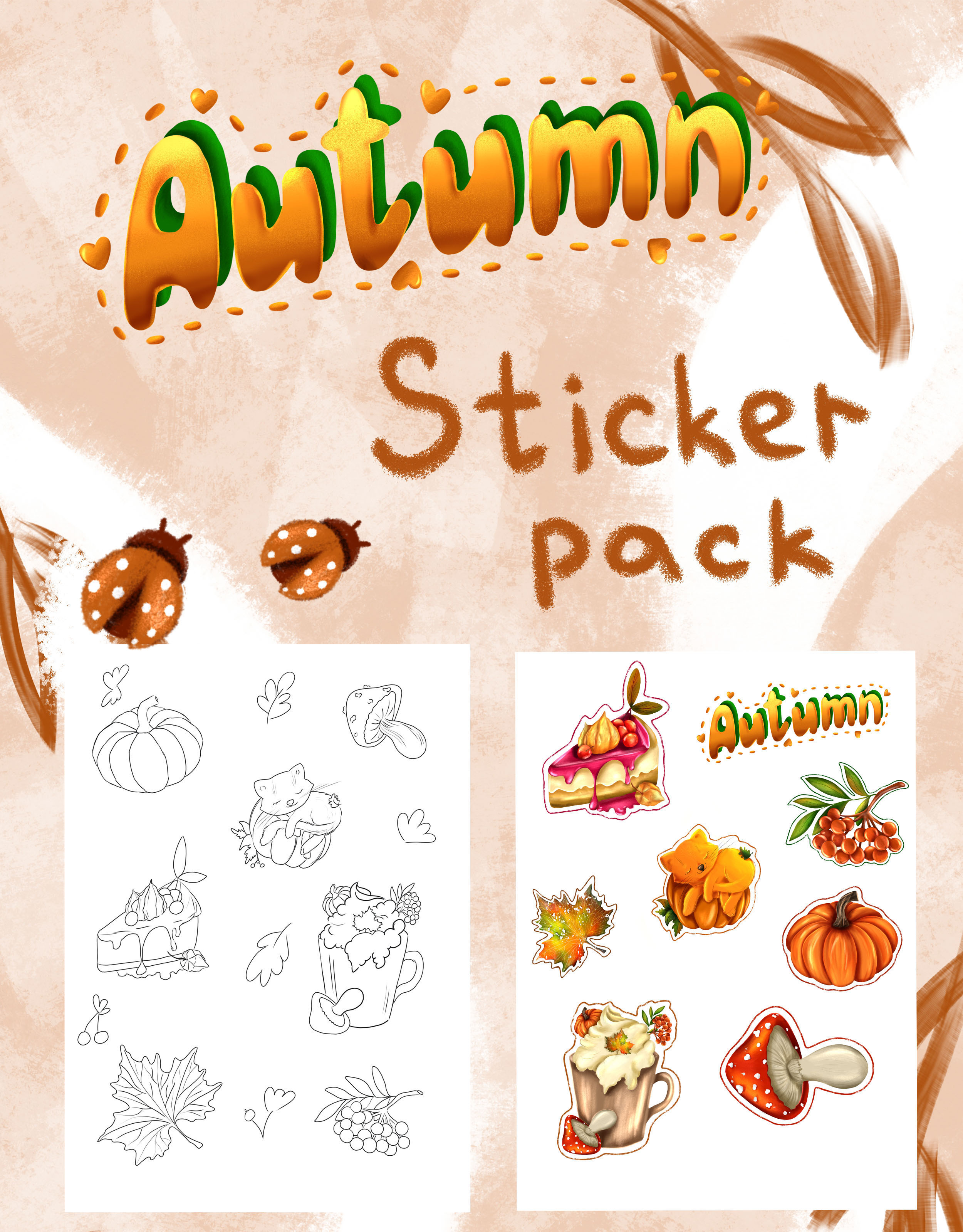Autumn Sticker Pack — Изображение №1 — Иллюстрация, Графика на Dprofile