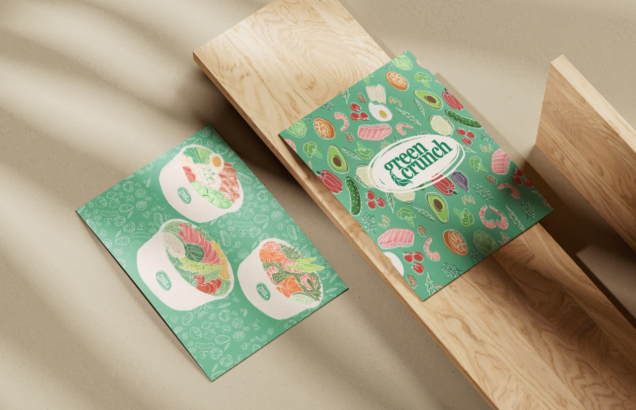 Green Crunch (иллюстративная айдентика для бренда) — Изображение №17 — Брендинг на Dprofile