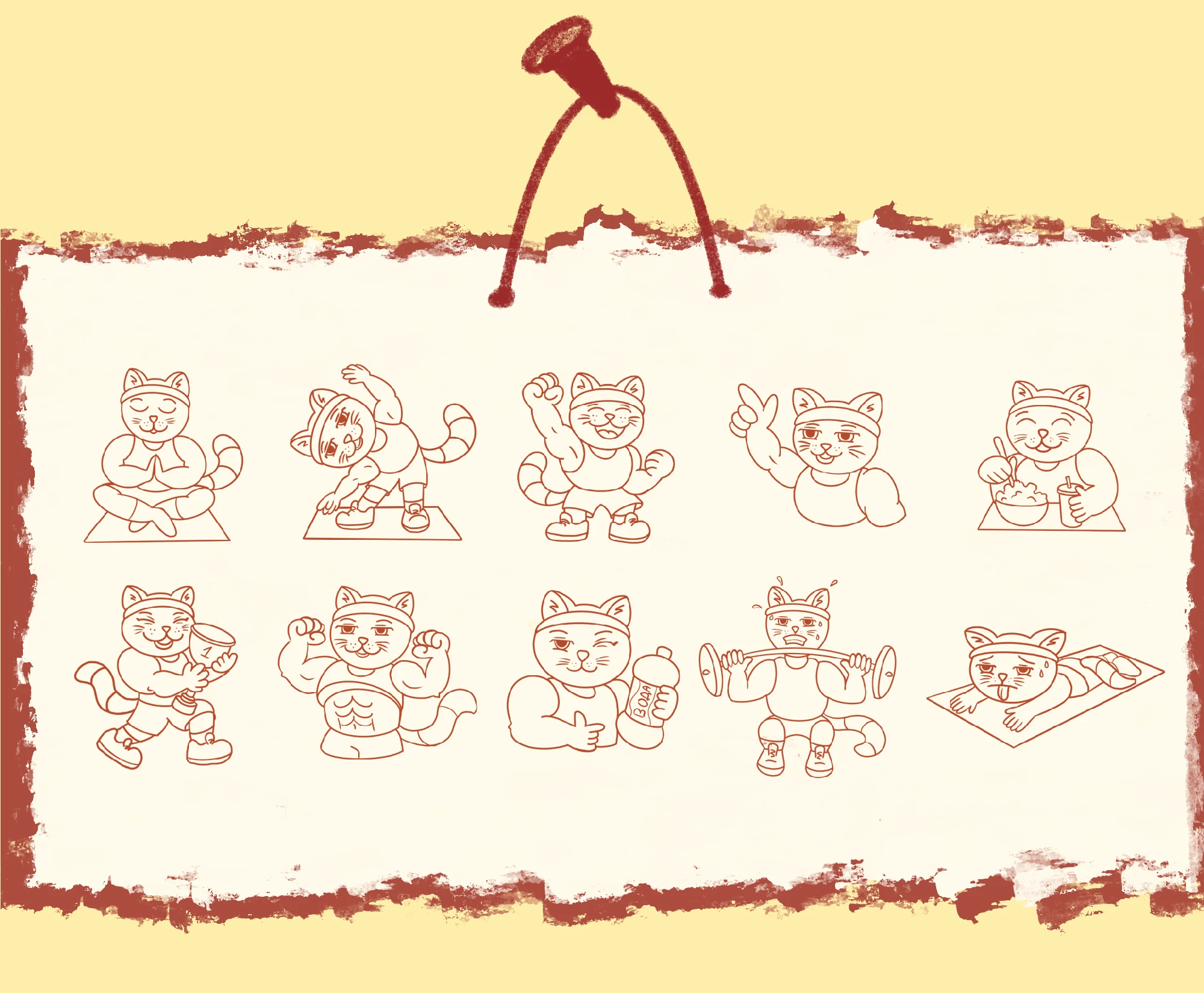 Personal stickers Fitness Cat for Telegram/Стикеры — Изображение №3 — Иллюстрация на Dprofile