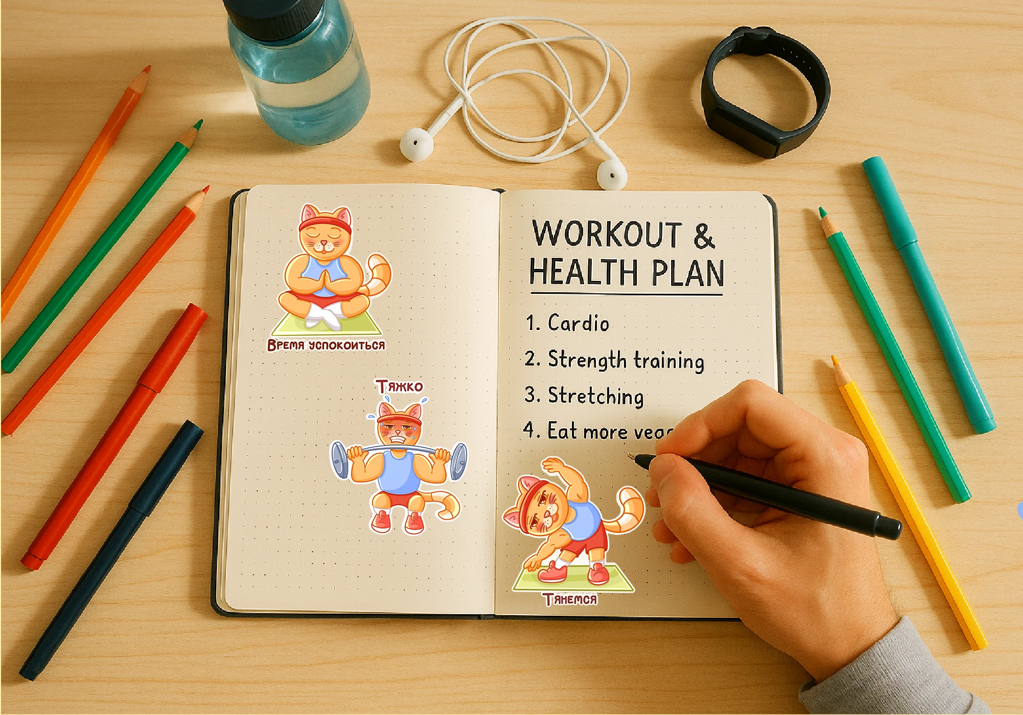 Personal stickers Fitness Cat for Telegram/Стикеры — Изображение №6 — Иллюстрация на Dprofile