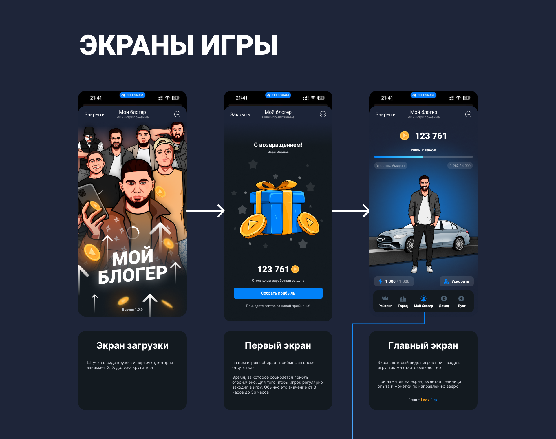 Тапалка Telegram game — Изображение №2 — Интерфейсы на Dprofile
