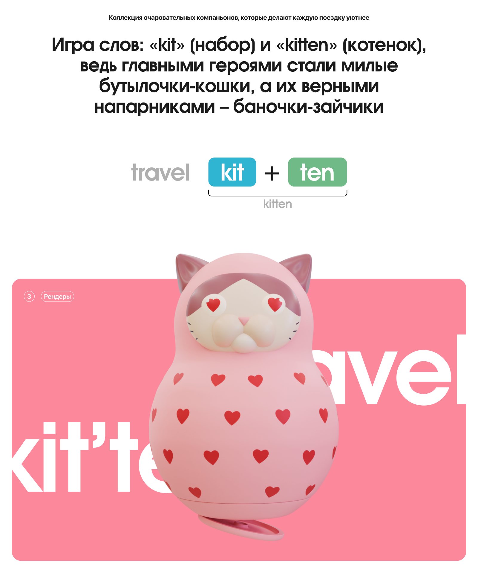 Travel kit'ten | 3D модель и сайт — Изображение №3 — Интерфейсы, Иллюстрация на Dprofile