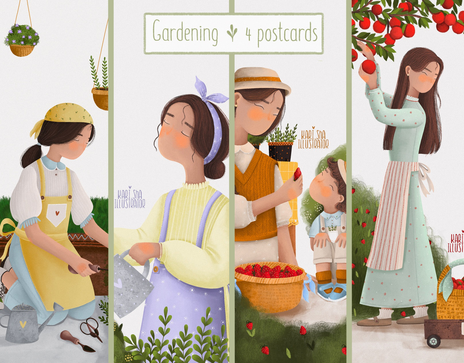 Postcards on the theme "Gardening". — Изображение №1 — Иллюстрация, Графика на Dprofile