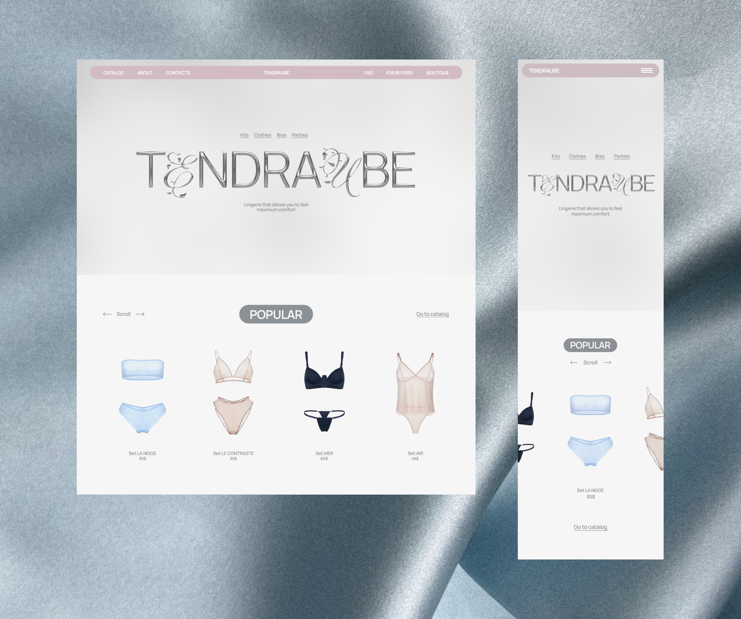 Website design for a lingerie brand TENDRAUBE — Изображение №3 — Интерфейсы, Брендинг на Dprofile