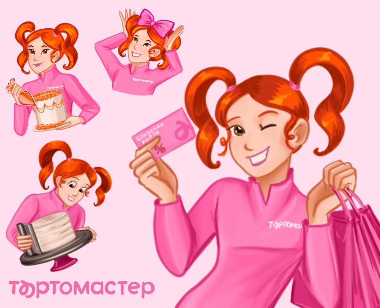Стикеры с персонажем Тортомастер — Брендинг, Иллюстрация на Dprofile