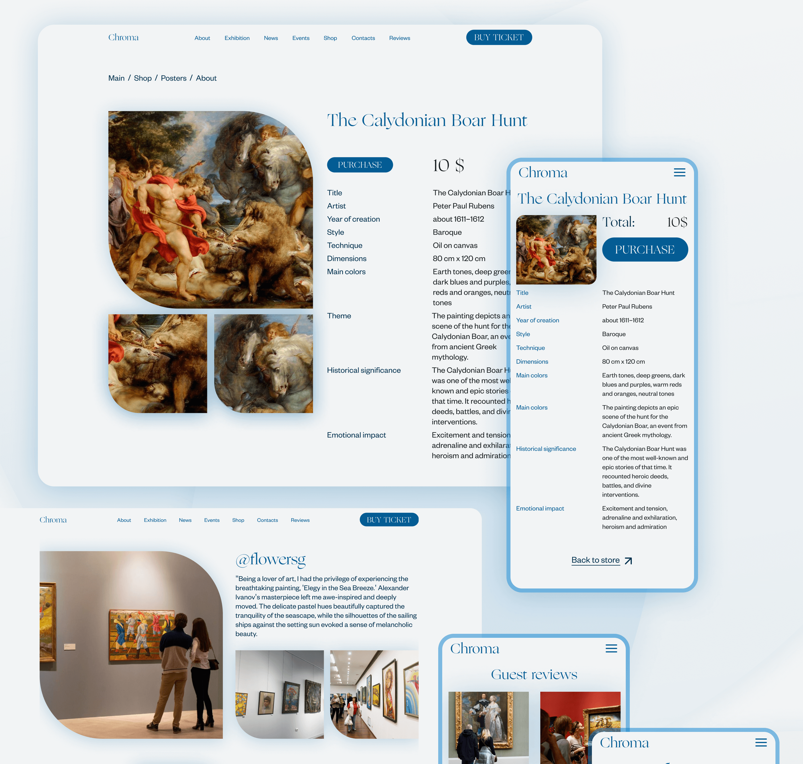 The CHROMA | Art gallery | Website concept | UI/UX — Изображение №9 — Интерфейсы на Dprofile