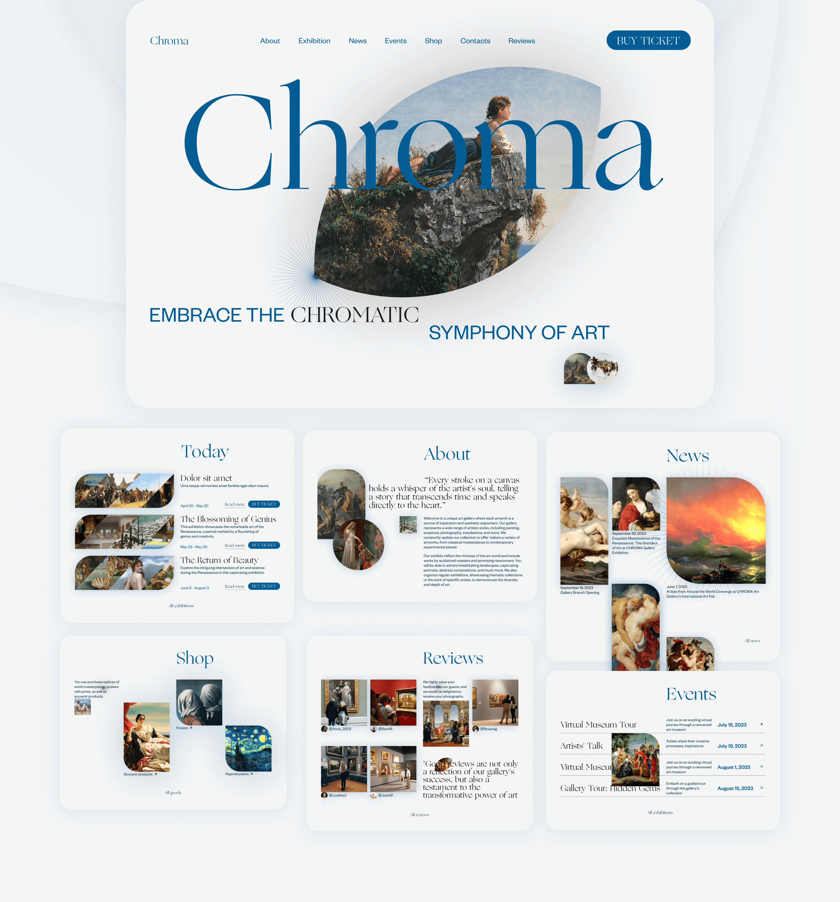 The CHROMA | Art gallery | Website concept | UI/UX — Изображение №3 — Интерфейсы на Dprofile
