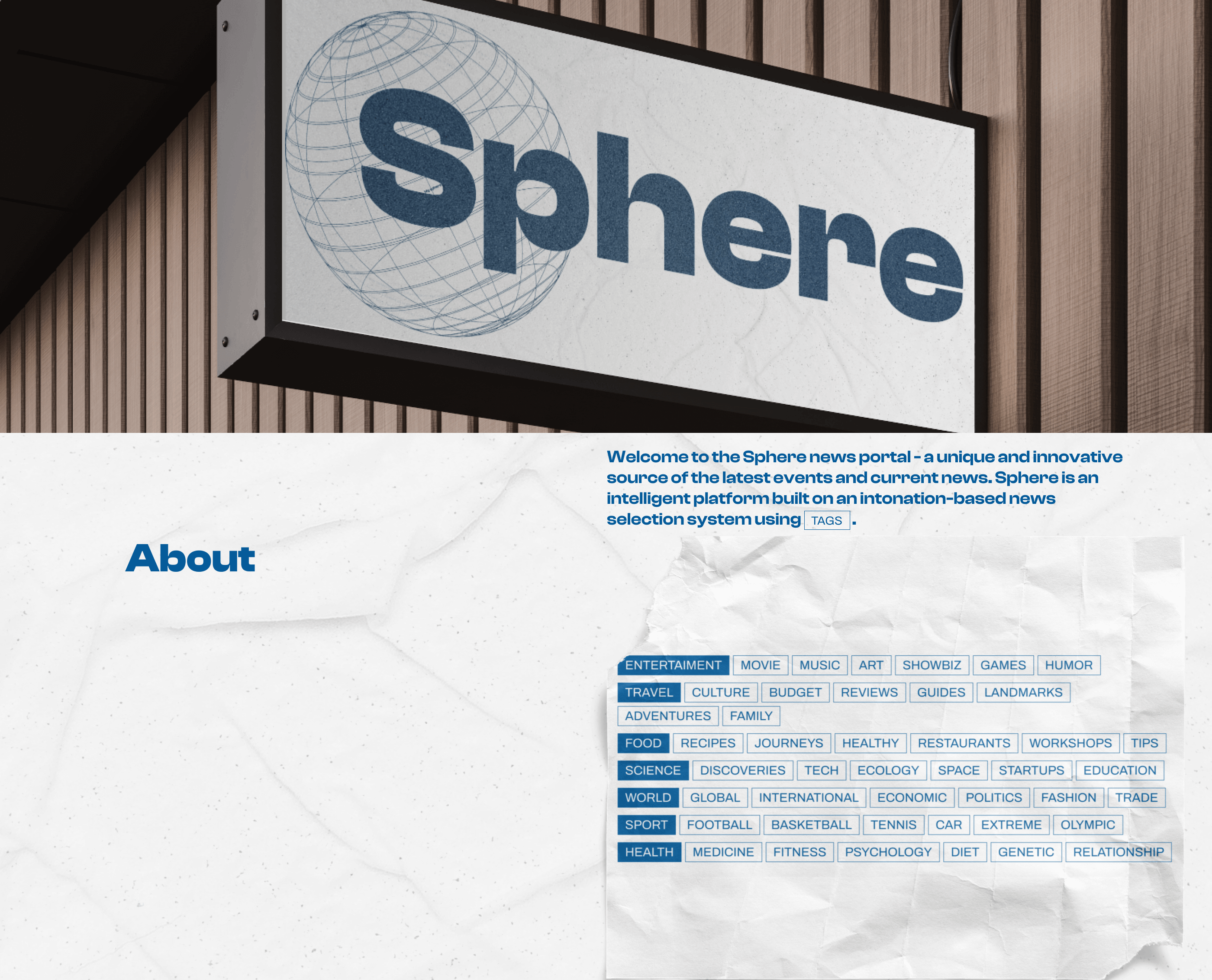 SPHERE | News website | Design concept | UI/UX — Изображение №2 — Интерфейсы, Брендинг на Dprofile