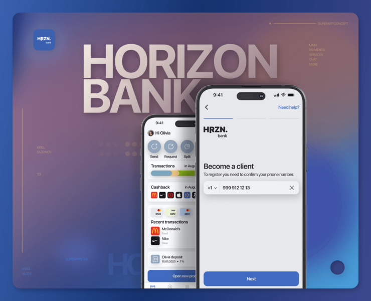 HORIZON | Banking mobile app | UI/UX — Интерфейсы на Dprofile