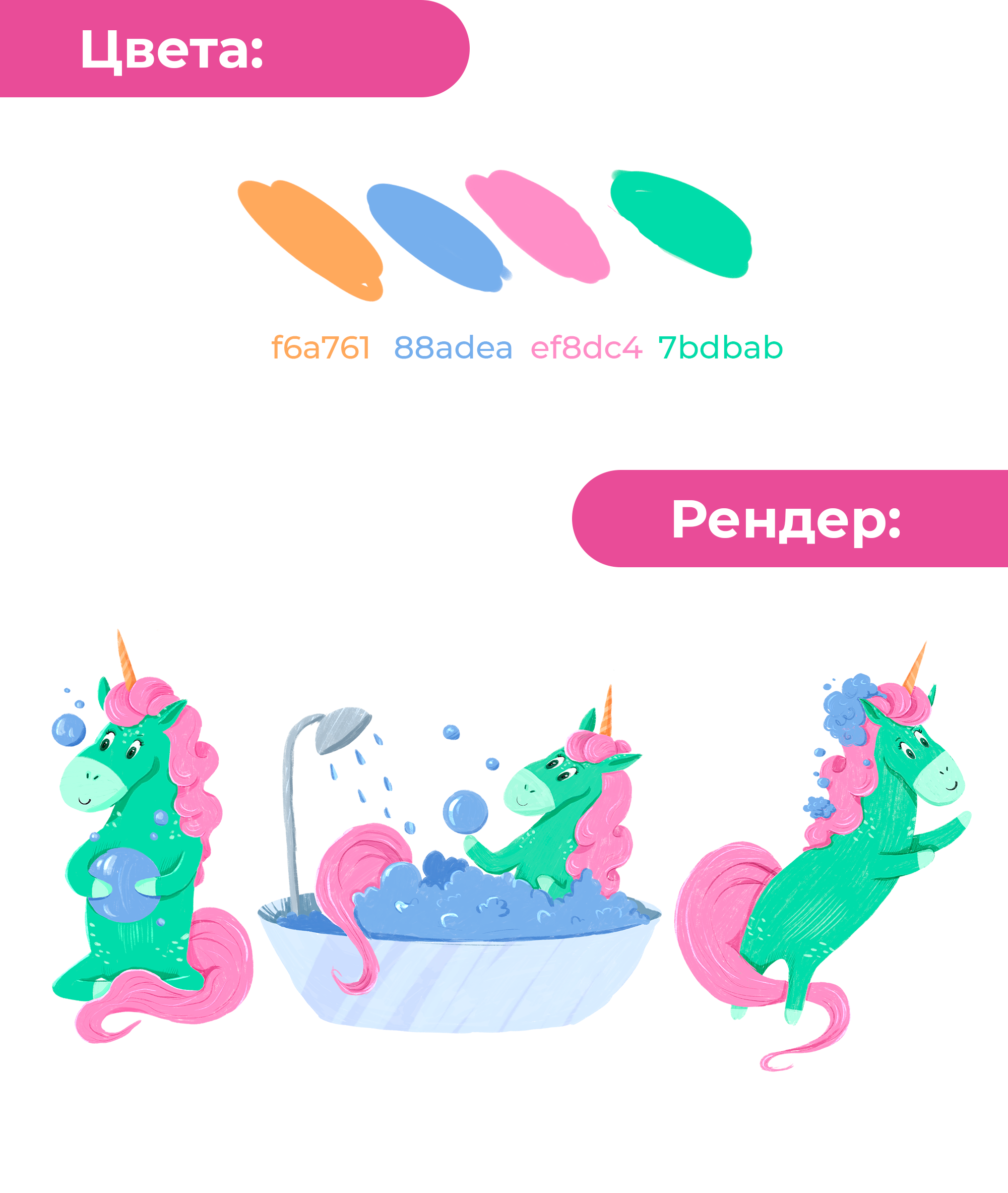 Дизайн упаковки детской косметики Единорожка — Изображение №3 — Интерфейсы, Иллюстрация на Dprofile