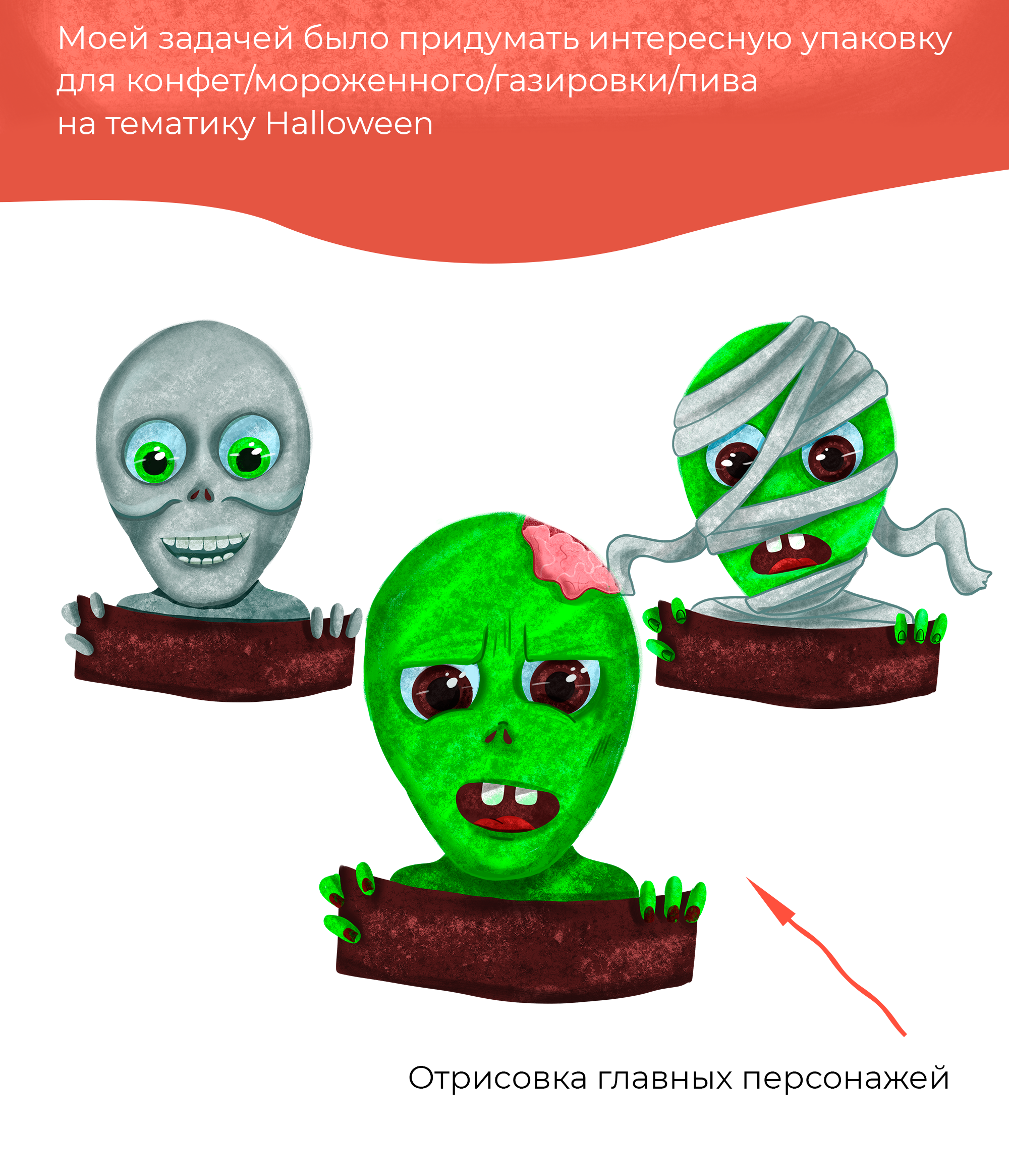 Дизайн персонажей для упаковки продуктов в стиле Halloween — Изображение №2 — Интерфейсы, Иллюстрация на Dprofile